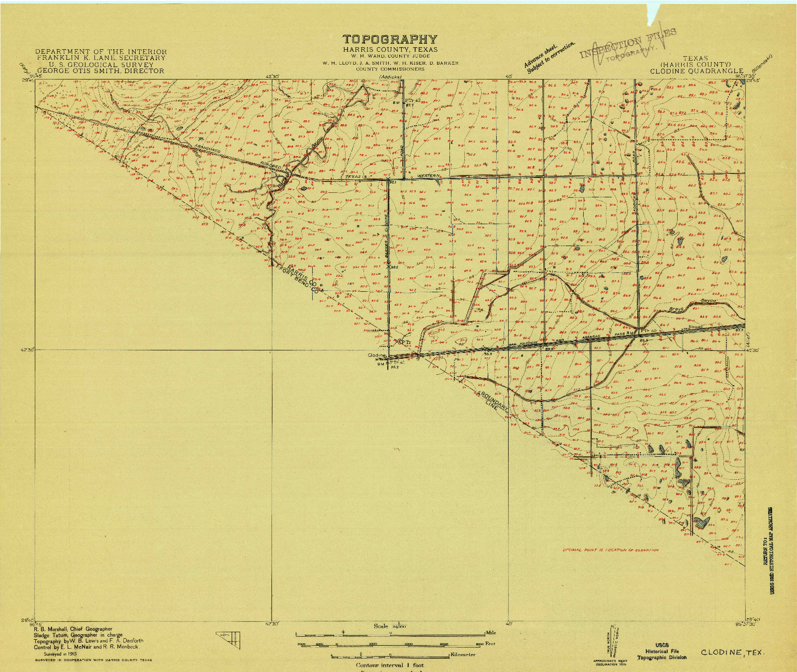 USGS 1:24000-SCALE QUADRANGLE FOR CLODINE, TX 1915