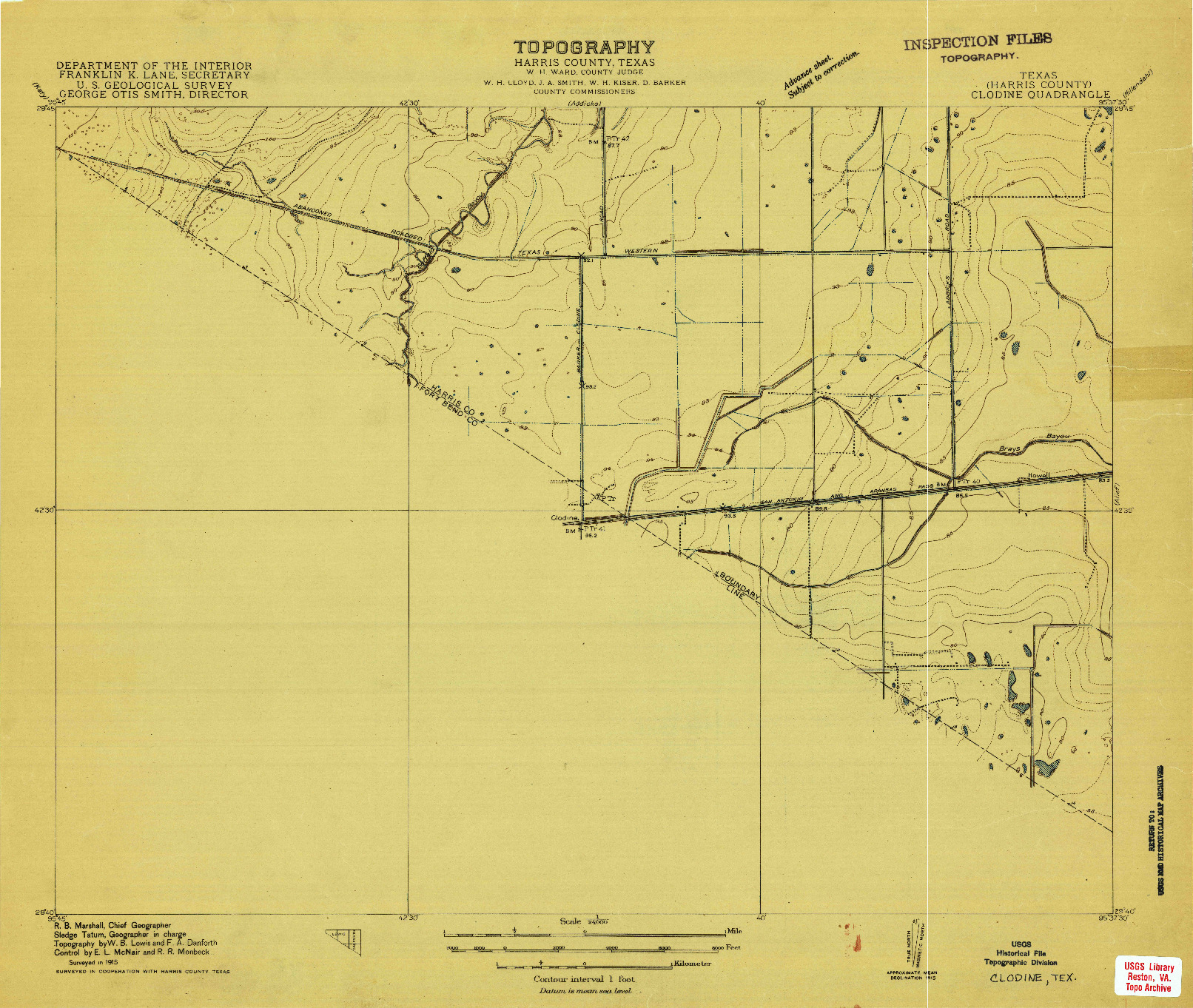 USGS 1:24000-SCALE QUADRANGLE FOR CLODINE, TX 1915