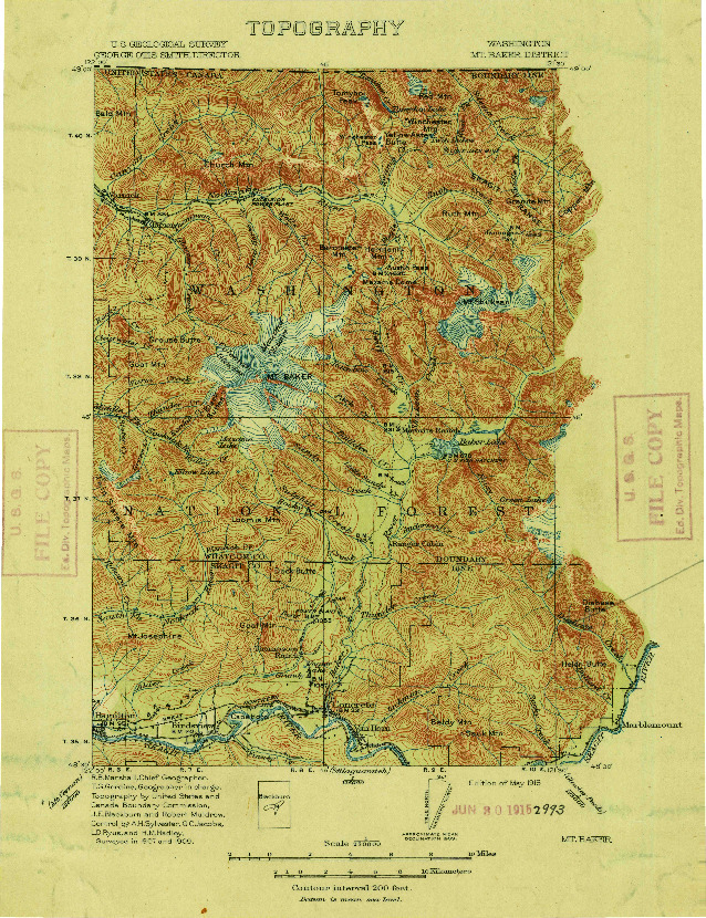 USGS 1:250000-SCALE QUADRANGLE FOR MT. BAKER, WA 1909