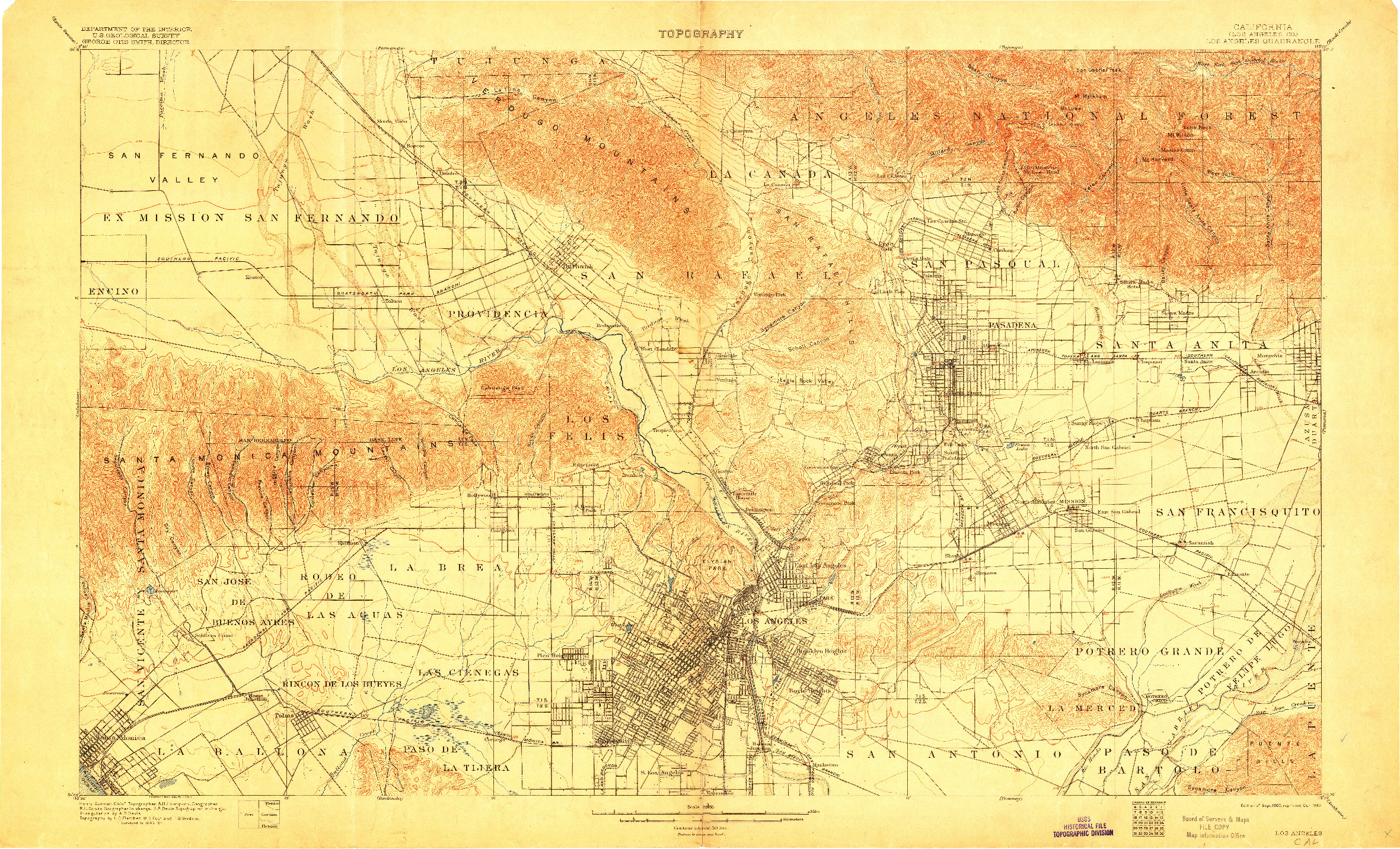 USGS 1:62500-SCALE QUADRANGLE FOR LOS ANGELES, CA 1900