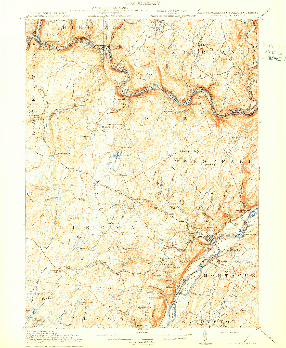 USGS 1:62500-SCALE QUADRANGLE FOR MILFORD, PA 1915