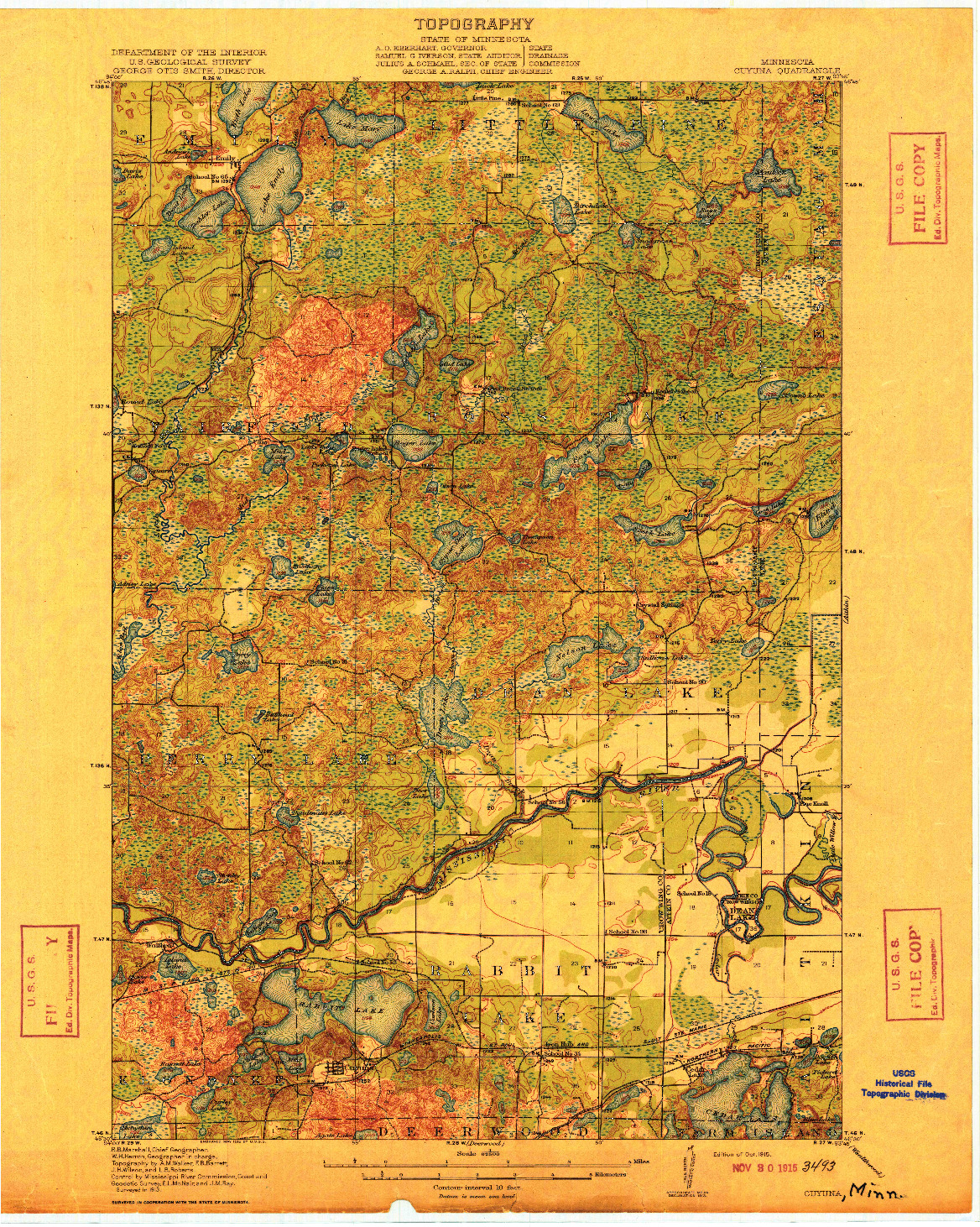 USGS 1:62500-SCALE QUADRANGLE FOR CUYUNA, MN 1915
