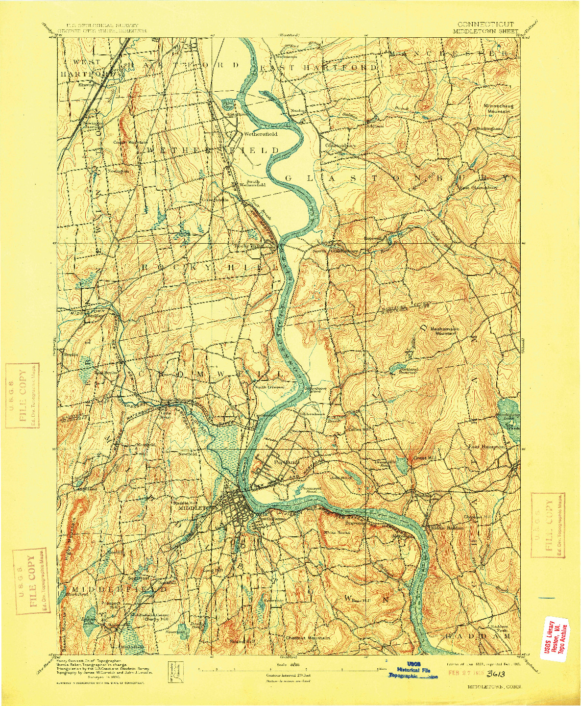 USGS 1:62500-SCALE QUADRANGLE FOR MIDDLETOWN, CT 1893