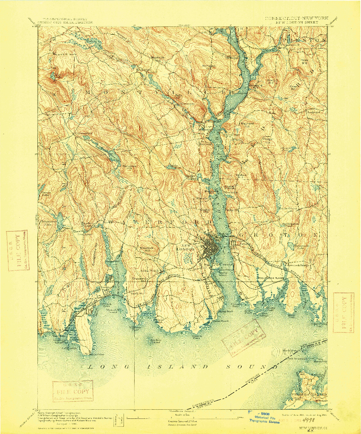 USGS 1:62500-SCALE QUADRANGLE FOR NEW LONDON, CT 1893