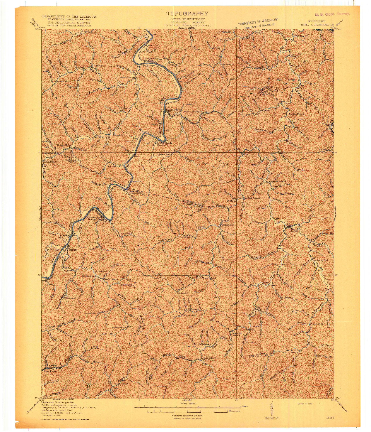 USGS 1:62500-SCALE QUADRANGLE FOR INEZ, KY 1916