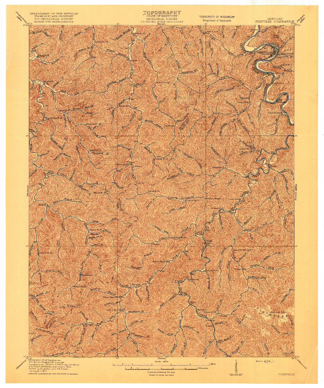 USGS 1:62500-SCALE QUADRANGLE FOR PIKEVILLE, KY 1916