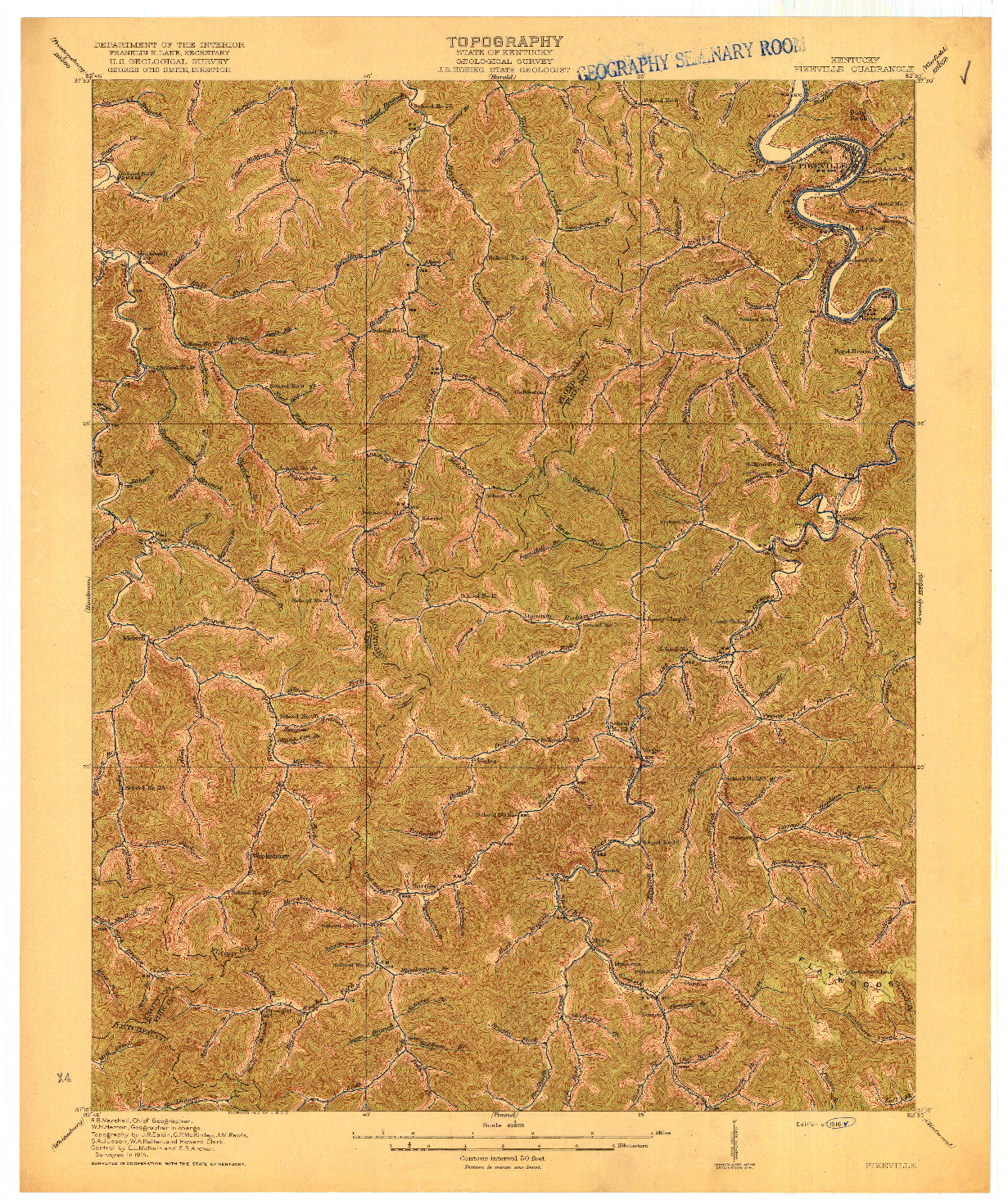 USGS 1:62500-SCALE QUADRANGLE FOR PIKEVILLE, KY 1916