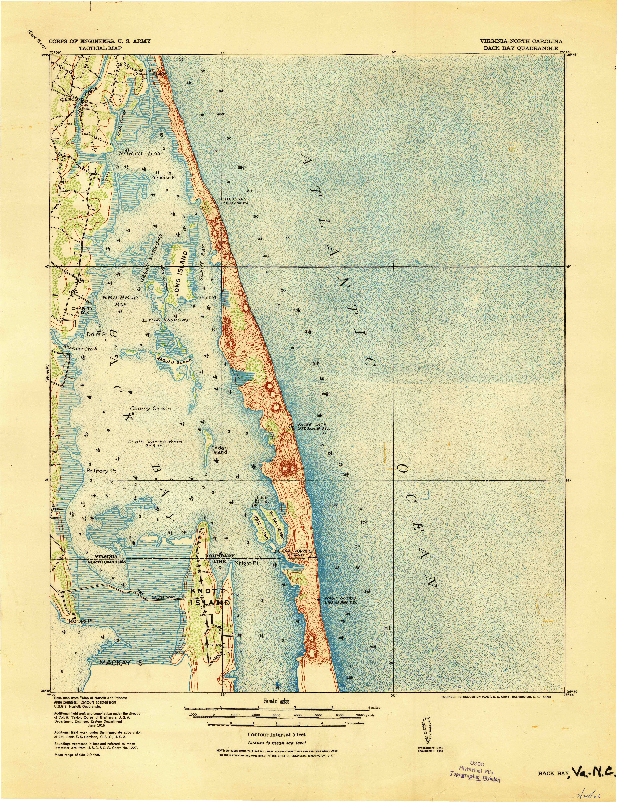 USGS 1:62500-SCALE QUADRANGLE FOR BACK BAY, VA 1916