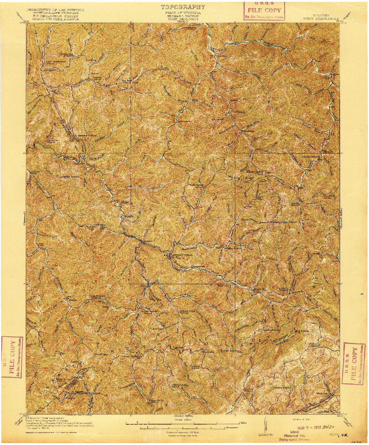 USGS 1:62500-SCALE QUADRANGLE FOR BUCU, VA 1916