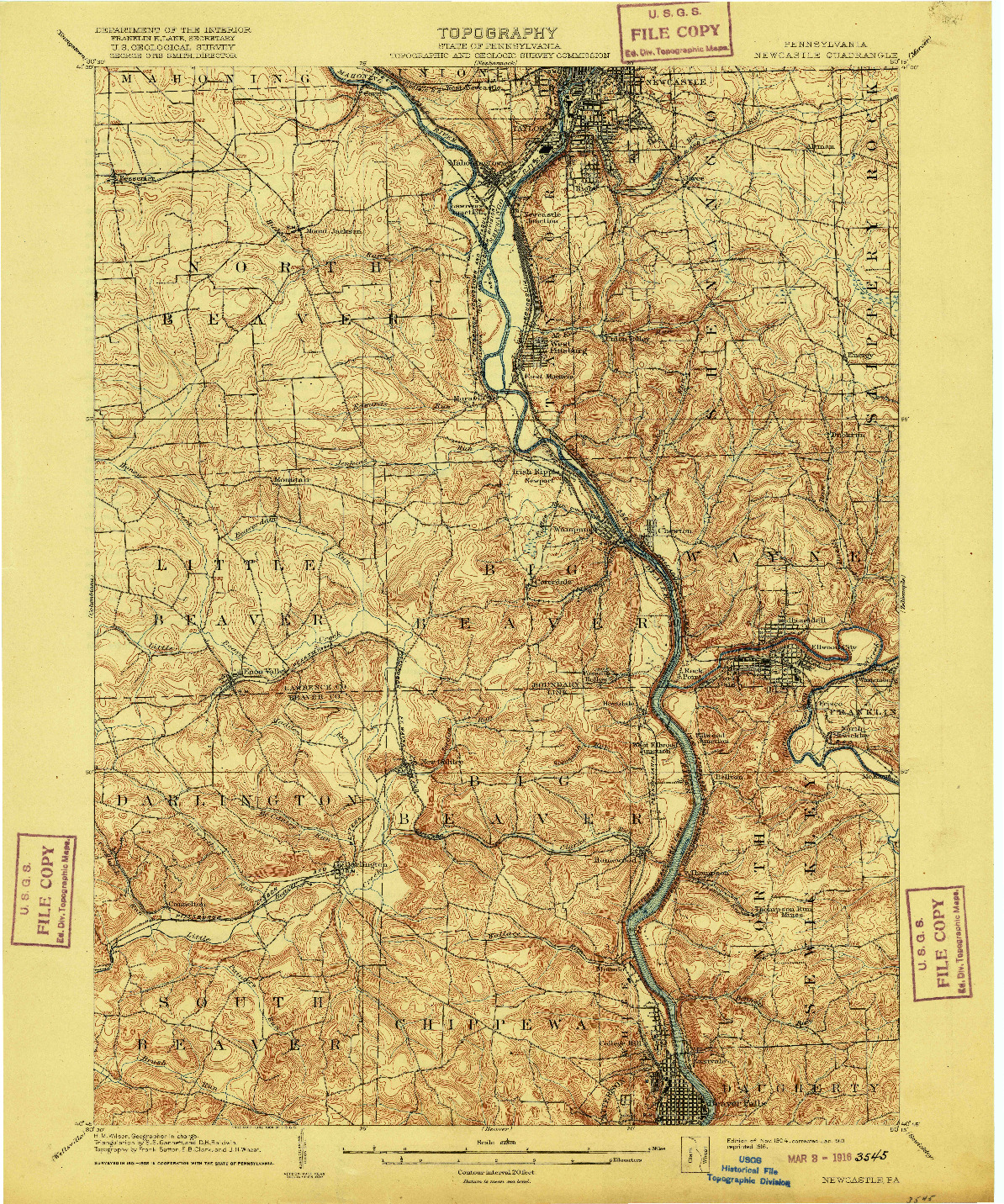 USGS 1:62500-SCALE QUADRANGLE FOR NEWCASTLE, PA 1904