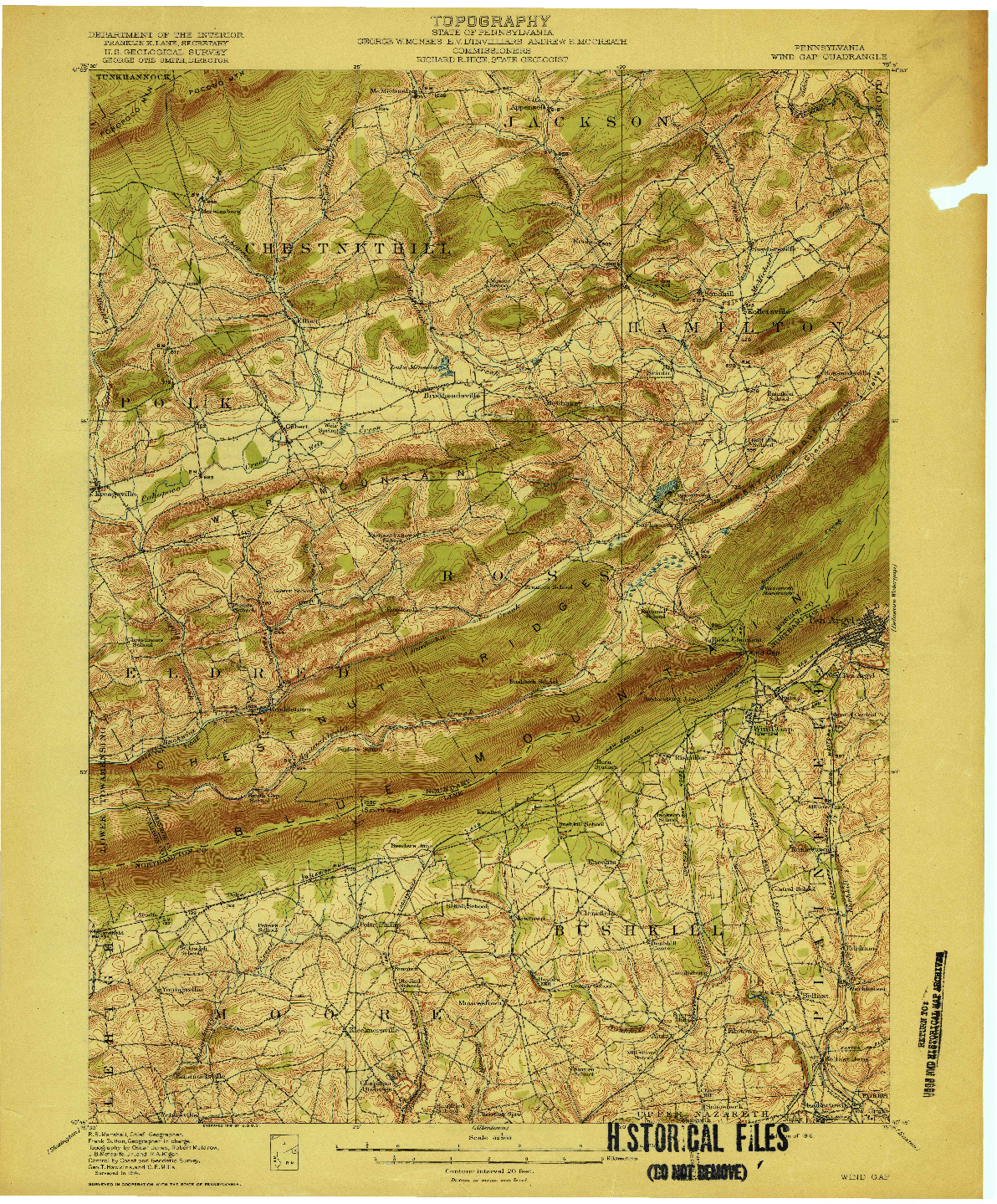 USGS 1:62500-SCALE QUADRANGLE FOR WIND GAP, PA 1916