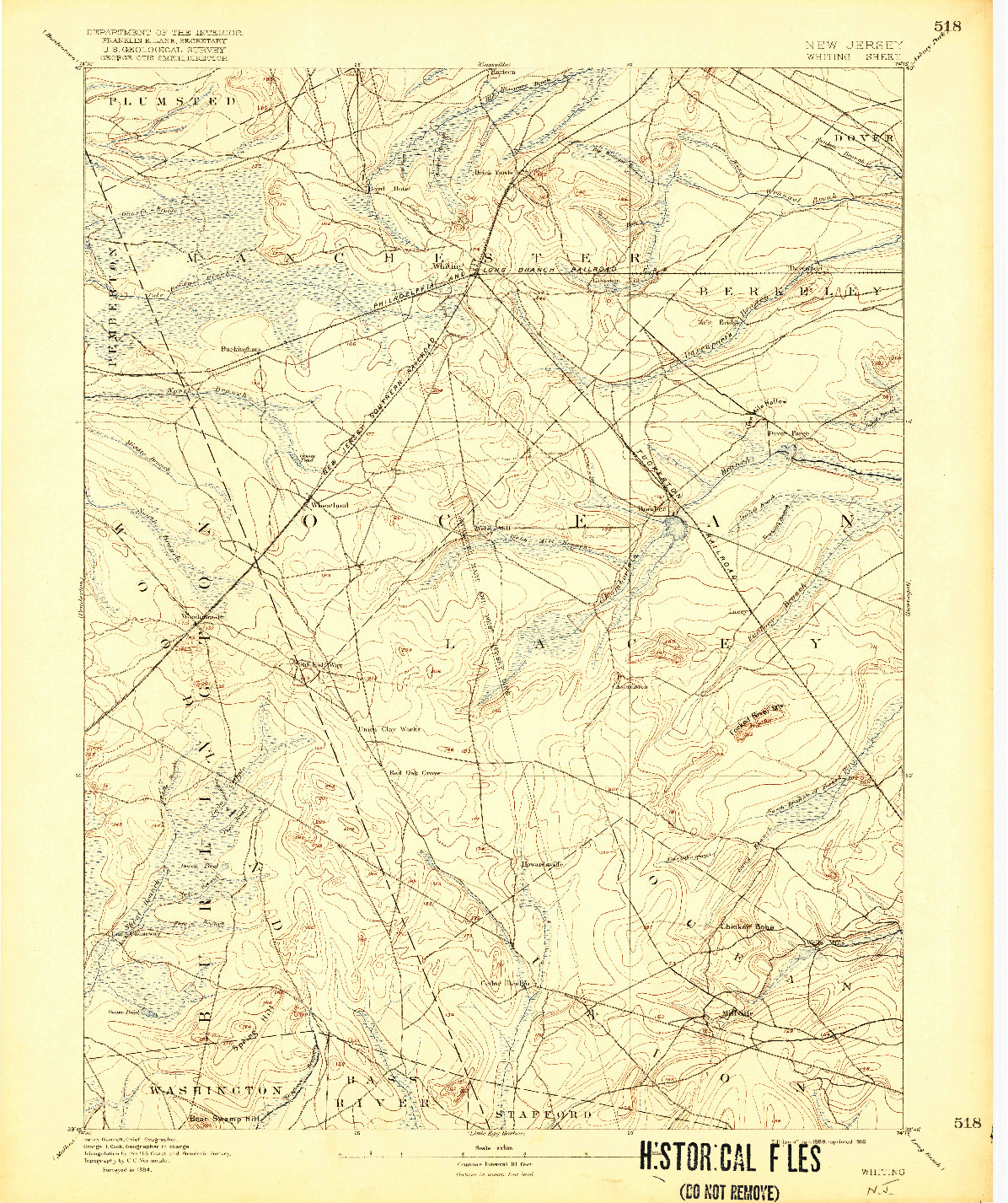 USGS 1:62500-SCALE QUADRANGLE FOR WHITING, NJ 1888