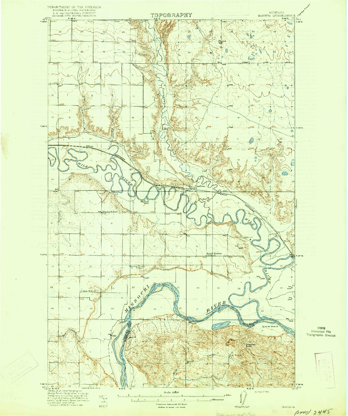 USGS 1:62500-SCALE QUADRANGLE FOR NASHUA, MT 1916