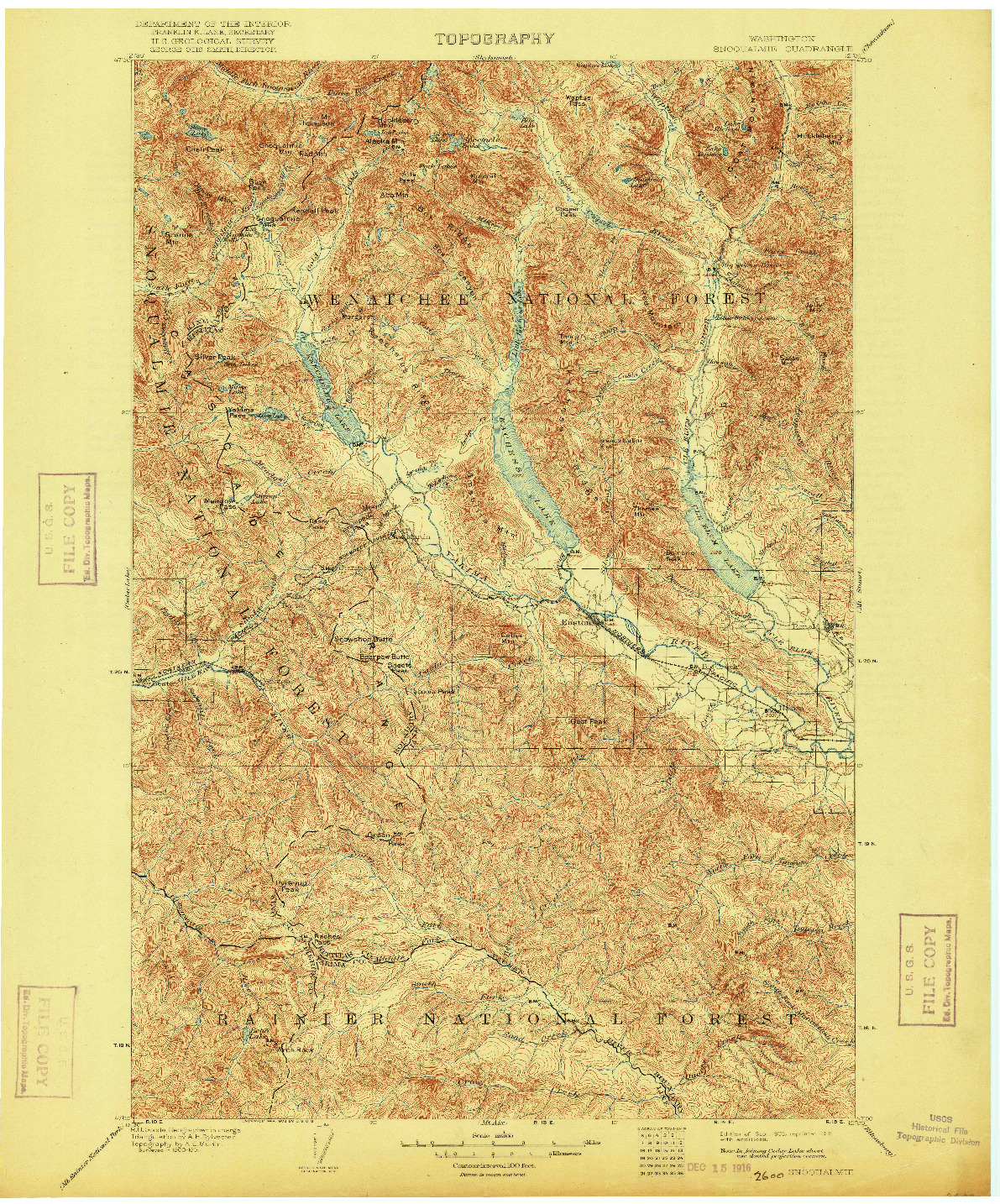 USGS 1:125000-SCALE QUADRANGLE FOR SNOQUALMIE, WA 1903