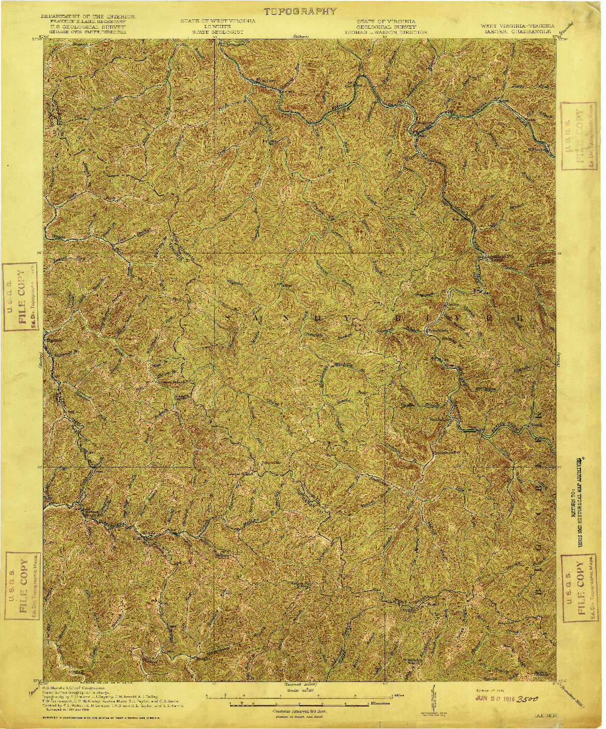 USGS 1:62500-SCALE QUADRANGLE FOR IAEGER, WV 1916