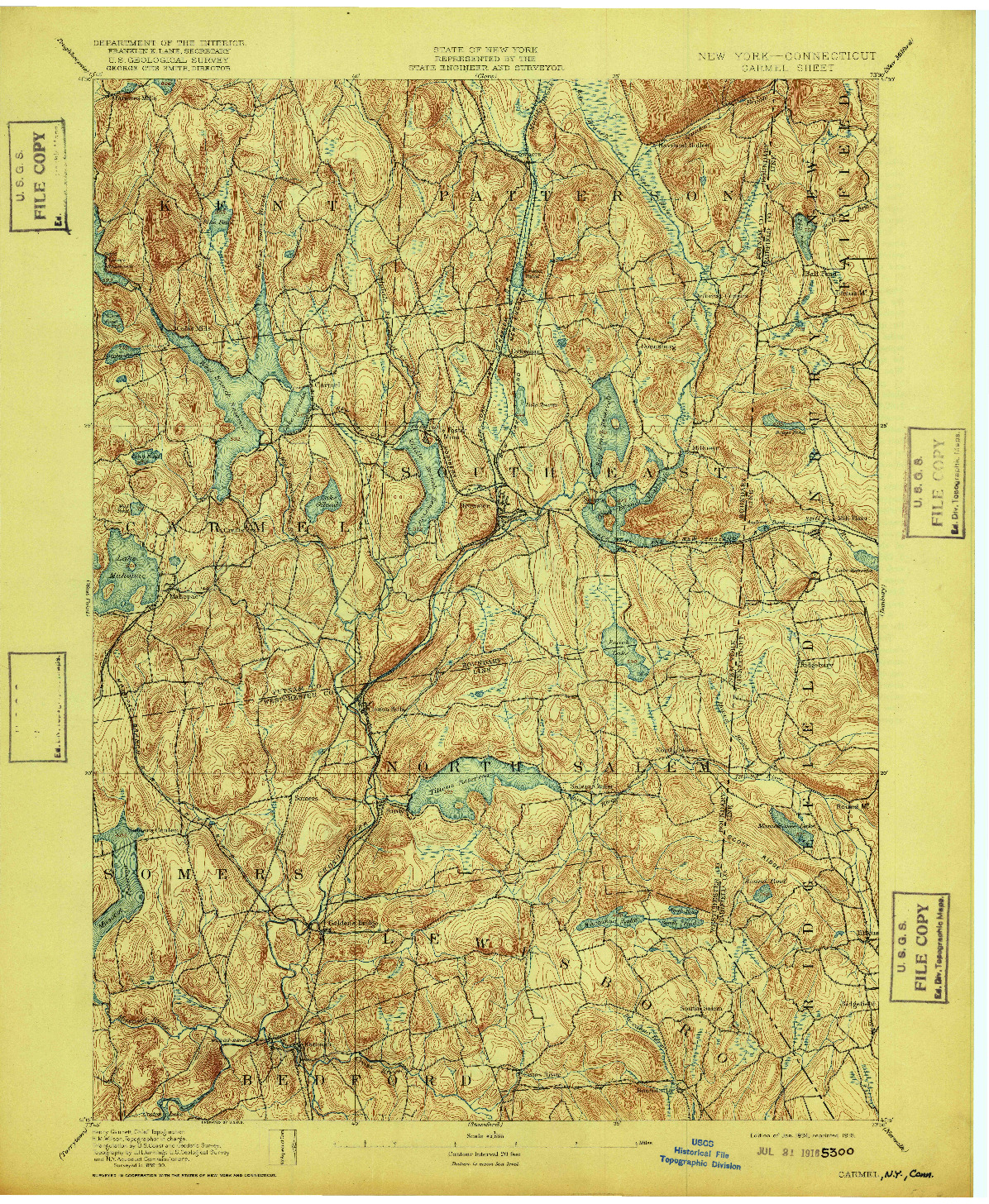 USGS 1:62500-SCALE QUADRANGLE FOR CARMEL, NY 1894