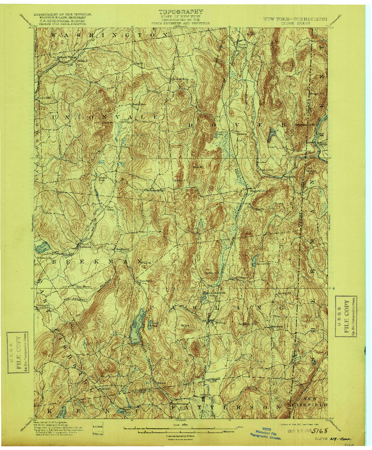 USGS 1:62500-SCALE QUADRANGLE FOR CLOVE, NY 1901