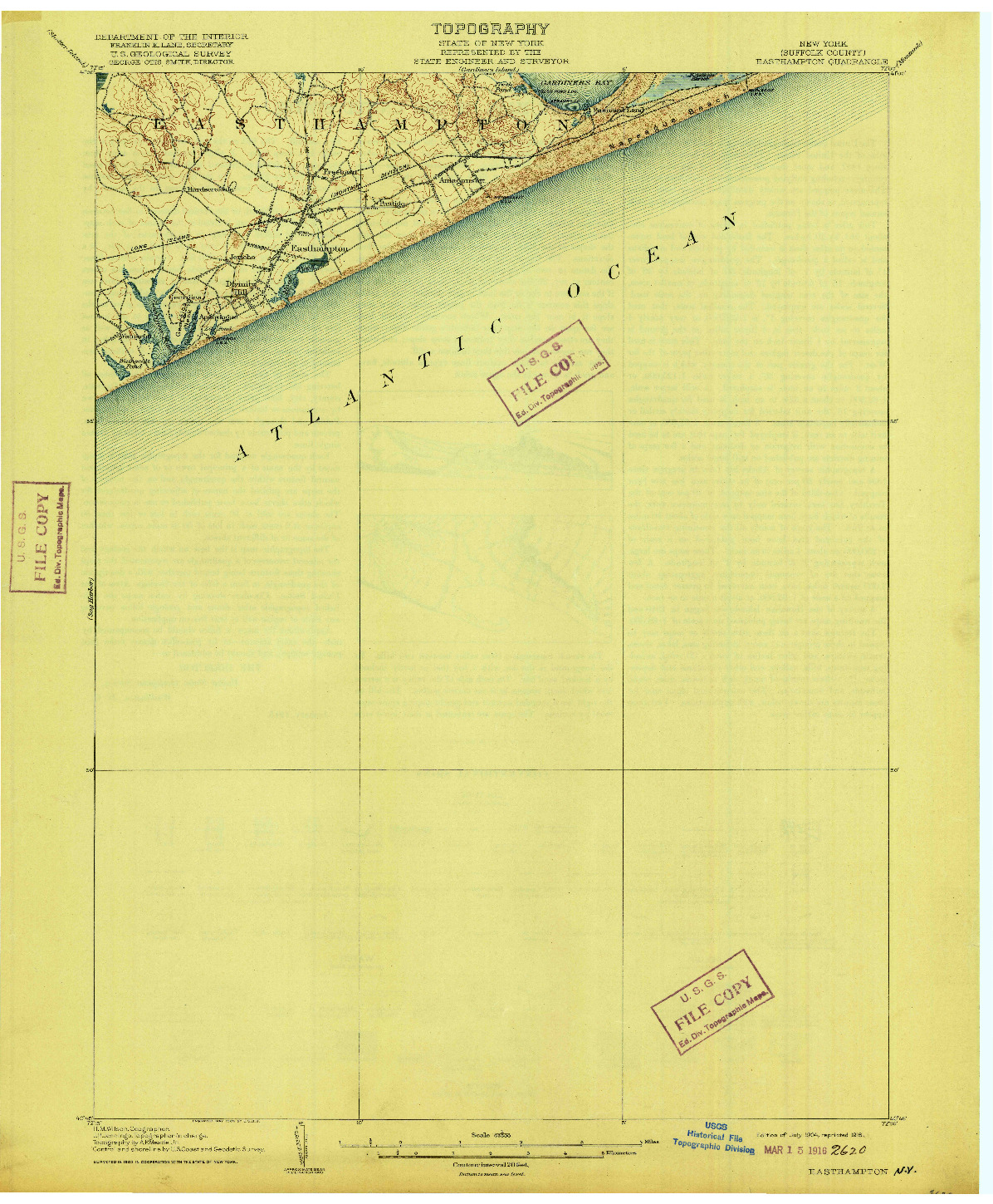 USGS 1:62500-SCALE QUADRANGLE FOR EASTHAMPTON, NY 1904