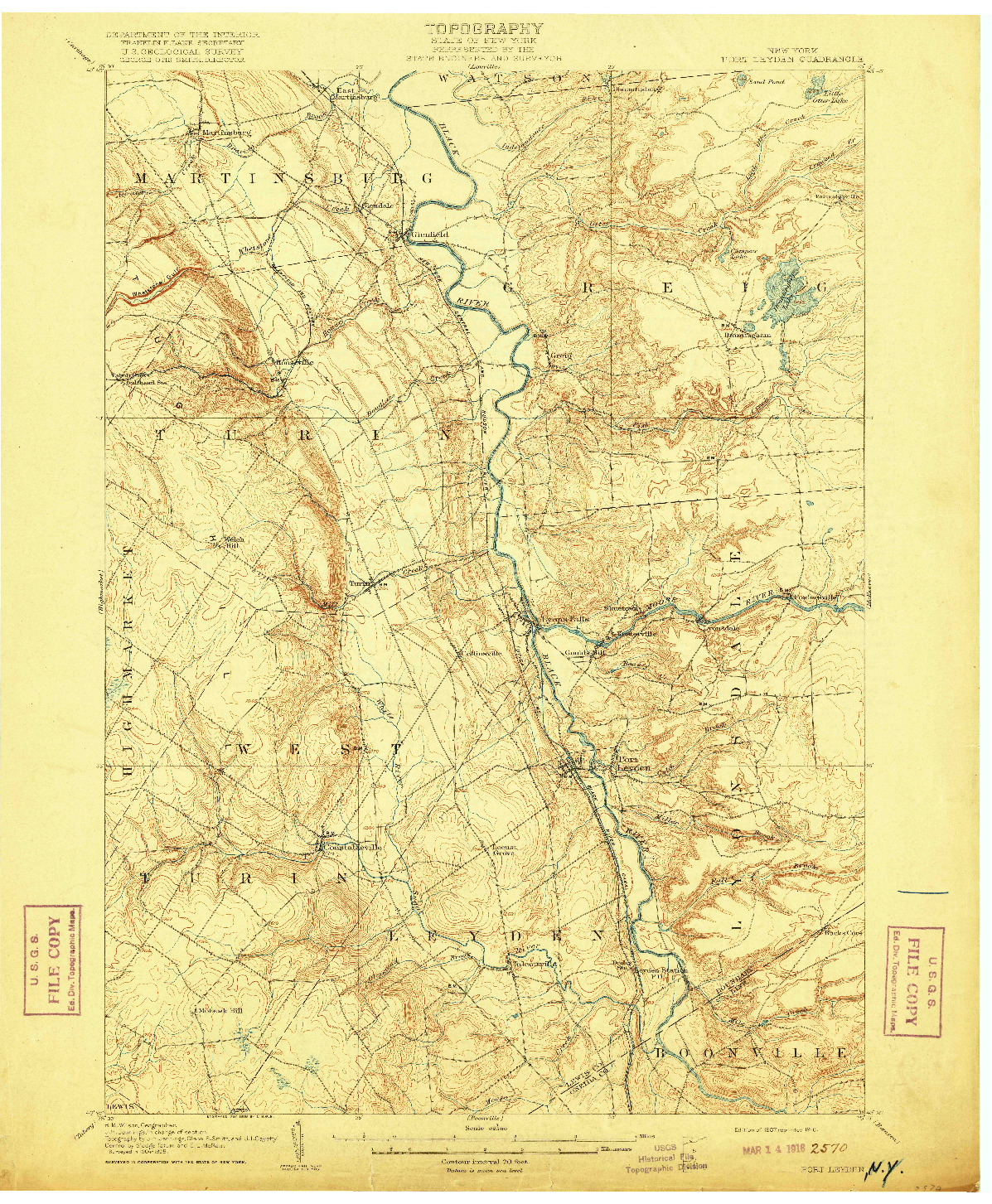 USGS 1:62500-SCALE QUADRANGLE FOR PORT LEYDEN, NY 1907