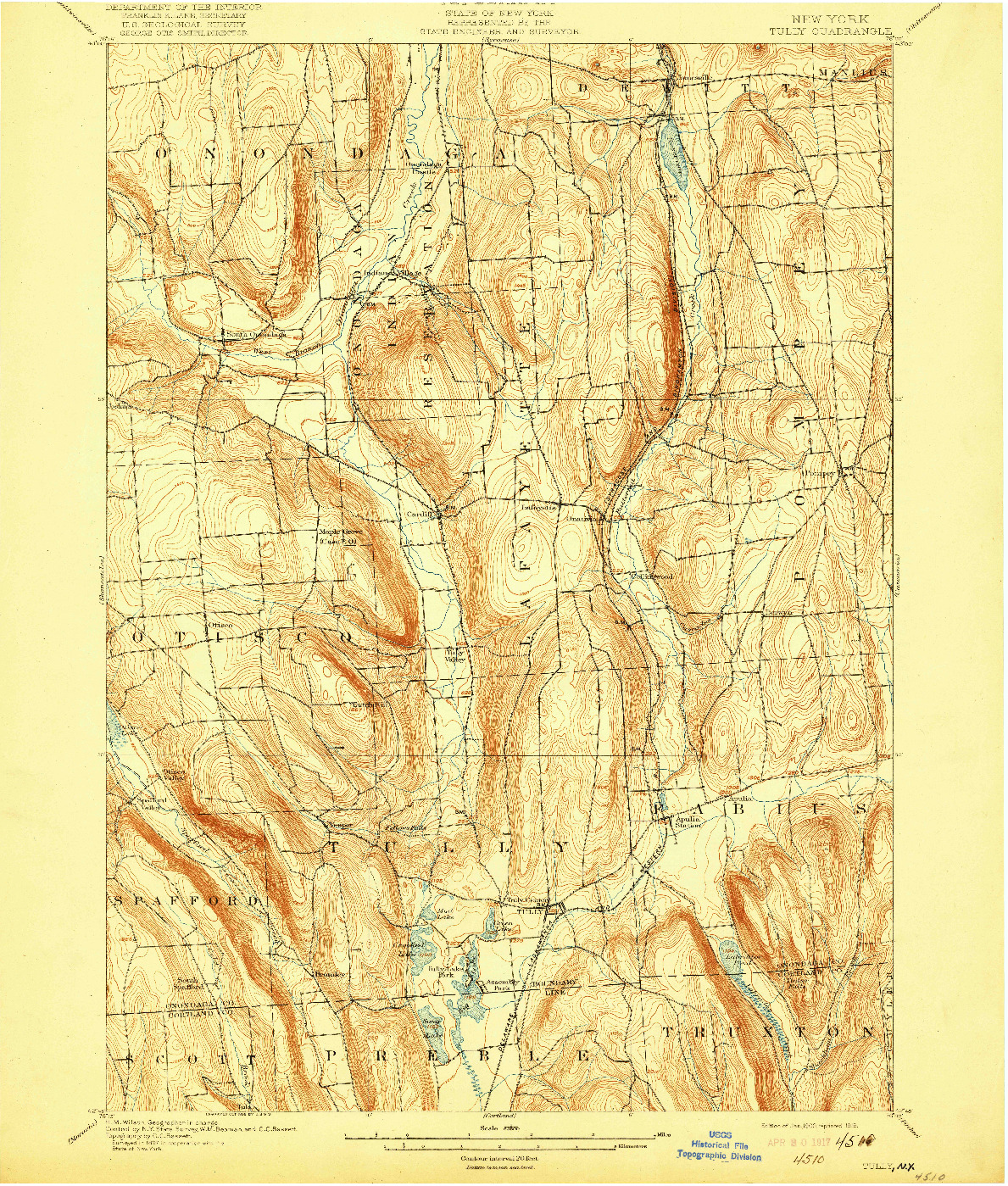 USGS 1:62500-SCALE QUADRANGLE FOR TULLY, NY 1900