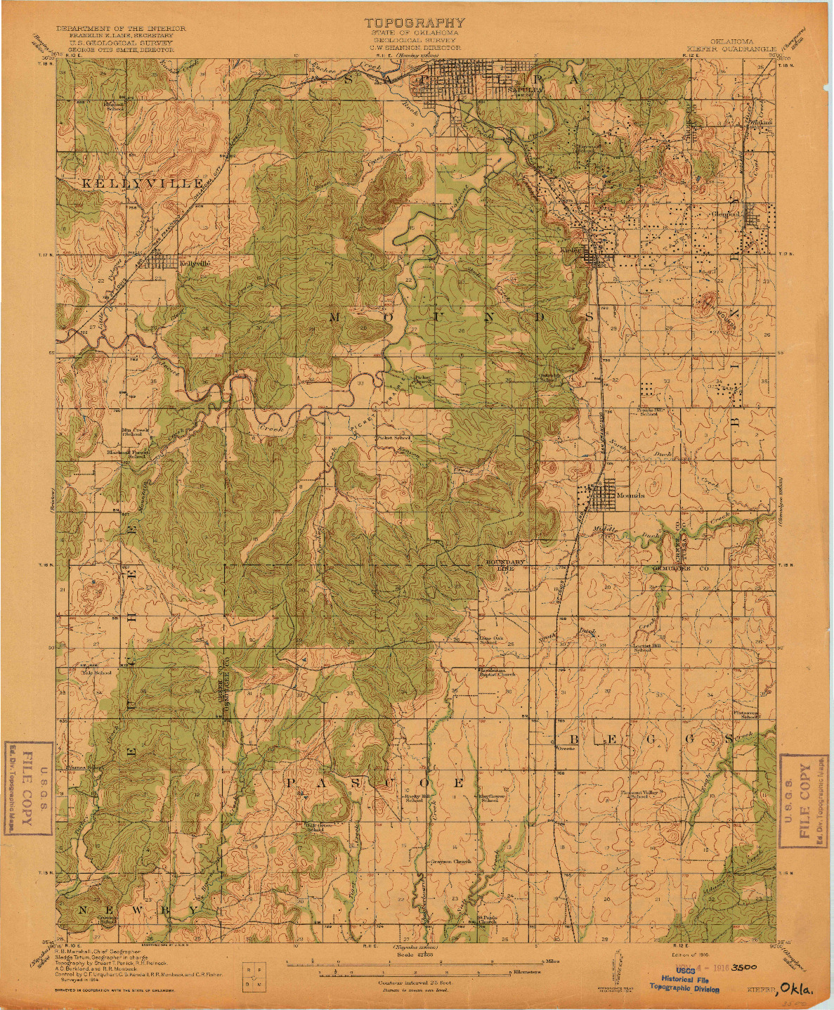 USGS 1:62500-SCALE QUADRANGLE FOR KIEFER, OK 1916