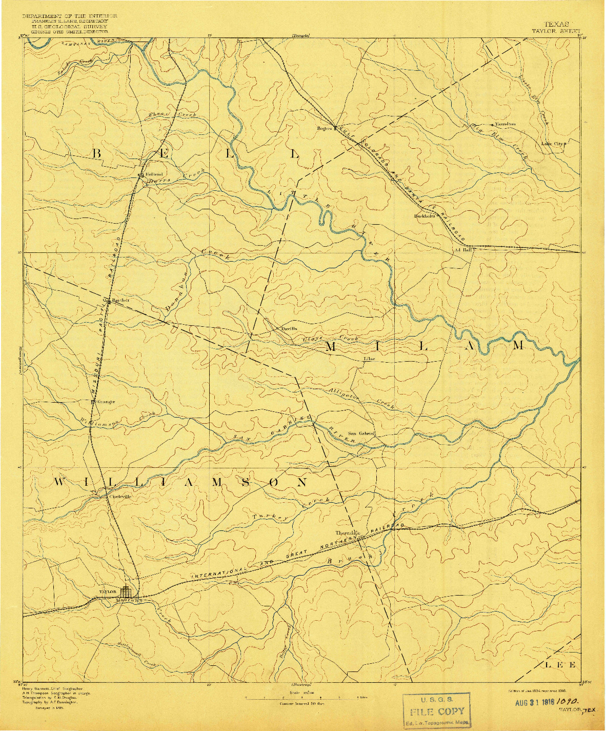 USGS 1:125000-SCALE QUADRANGLE FOR TAYLOR, TX 1894