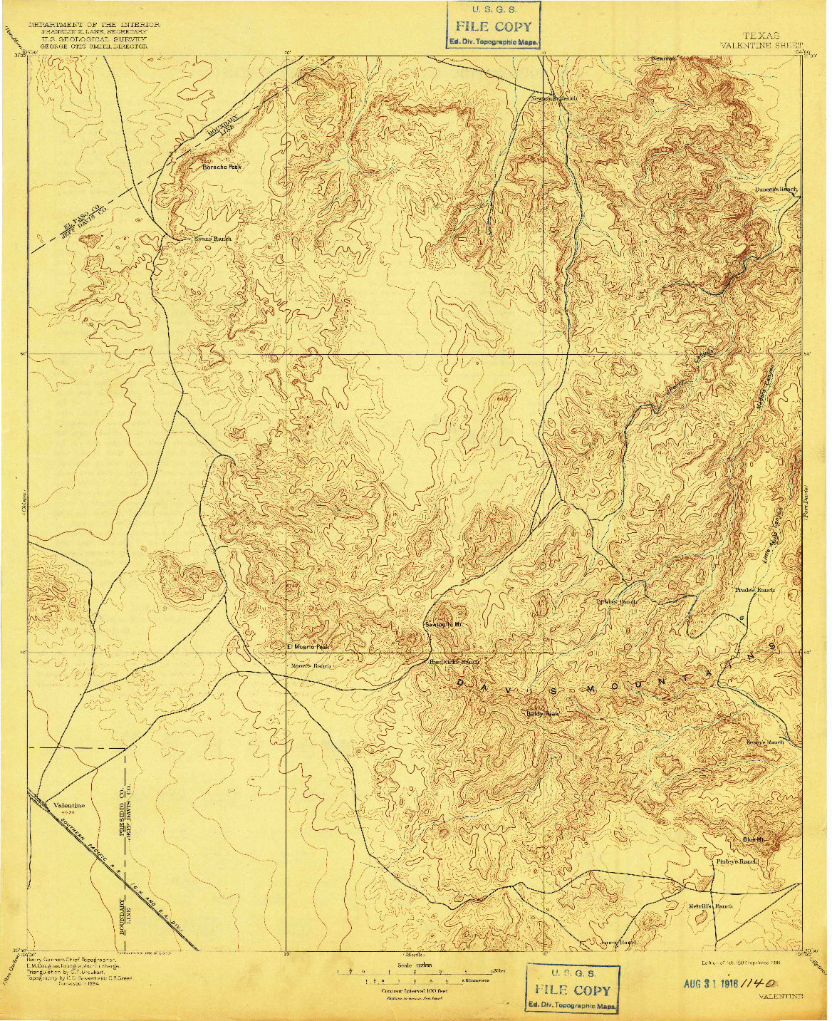 USGS 1:125000-SCALE QUADRANGLE FOR VALENTINE, TX 1897