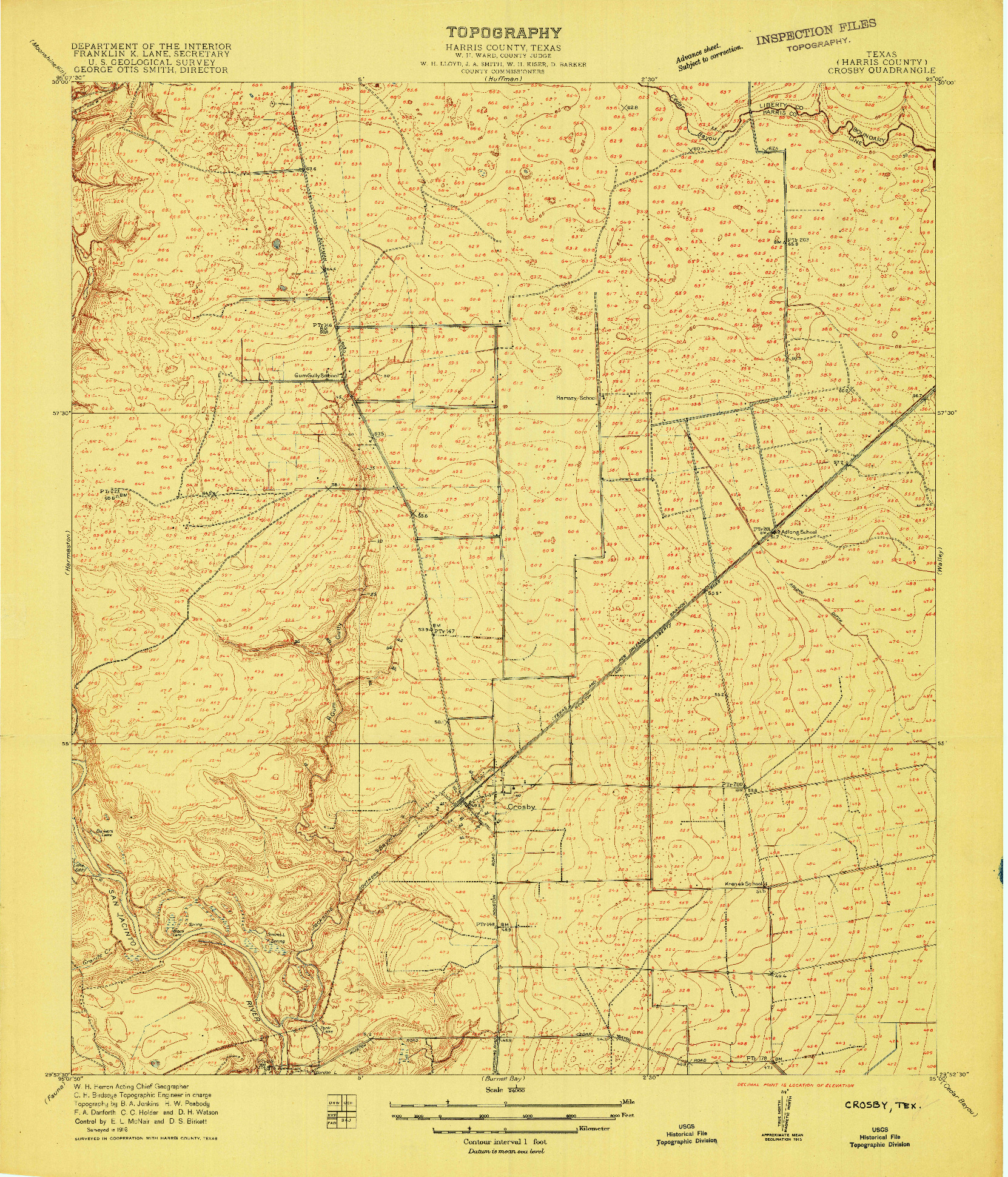 USGS 1:24000-SCALE QUADRANGLE FOR CROSBY, TX 1916