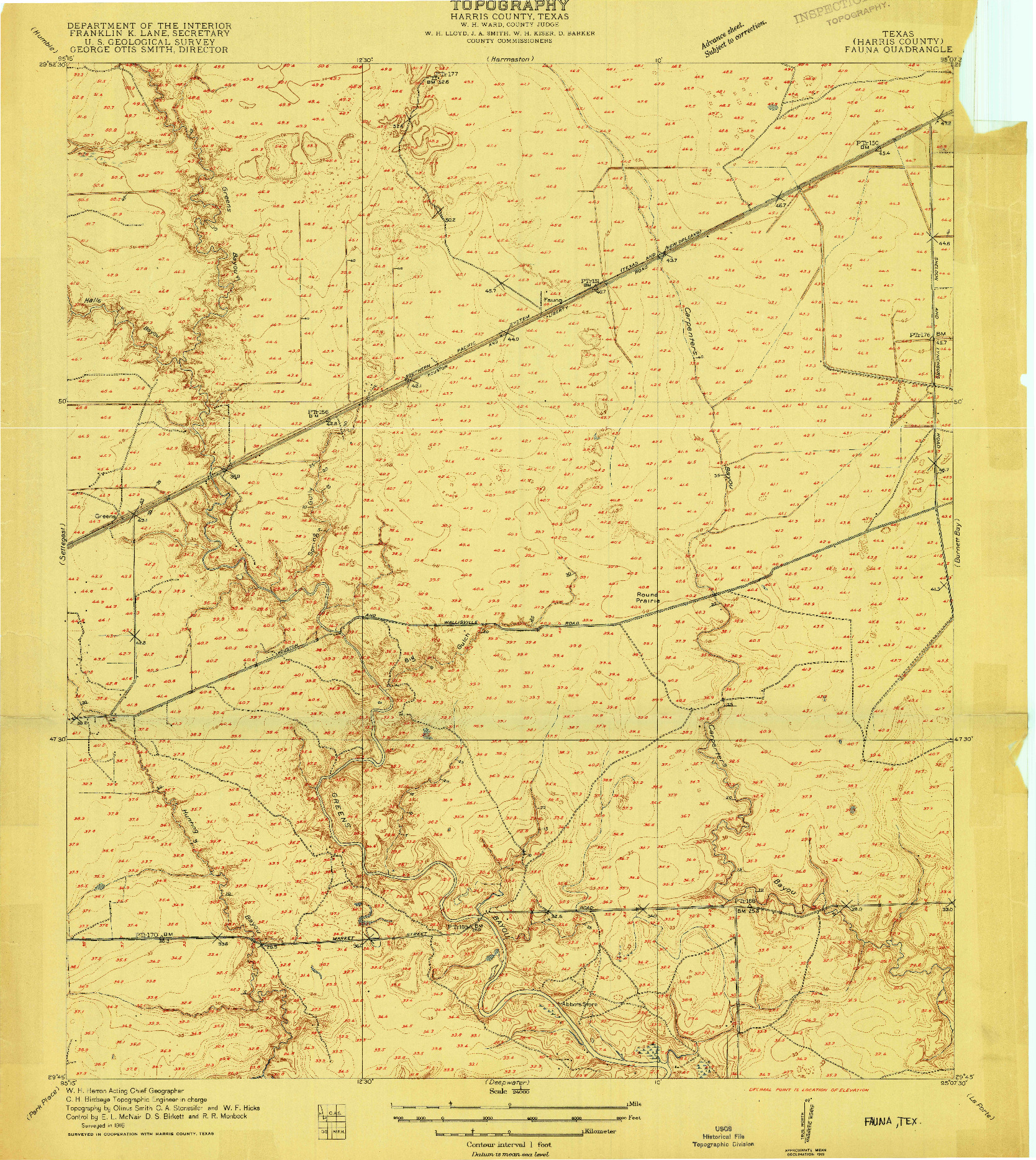 USGS 1:24000-SCALE QUADRANGLE FOR FAUNA, TX 1916