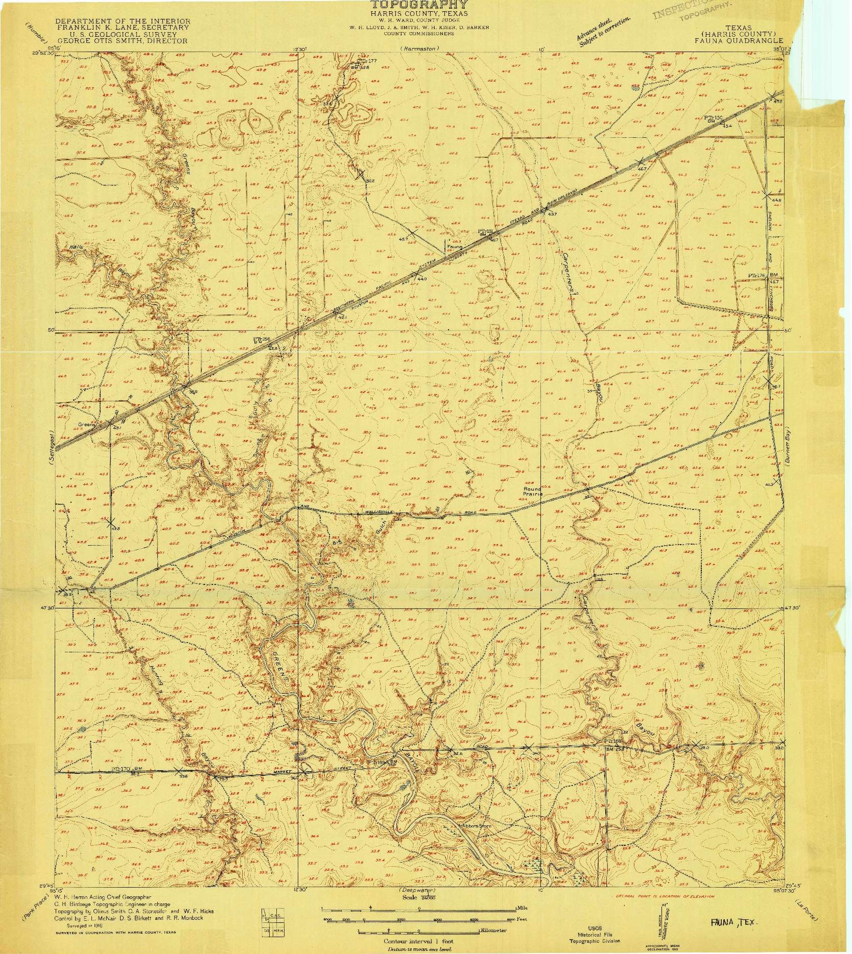 USGS 1:24000-SCALE QUADRANGLE FOR FAUNA, TX 1916