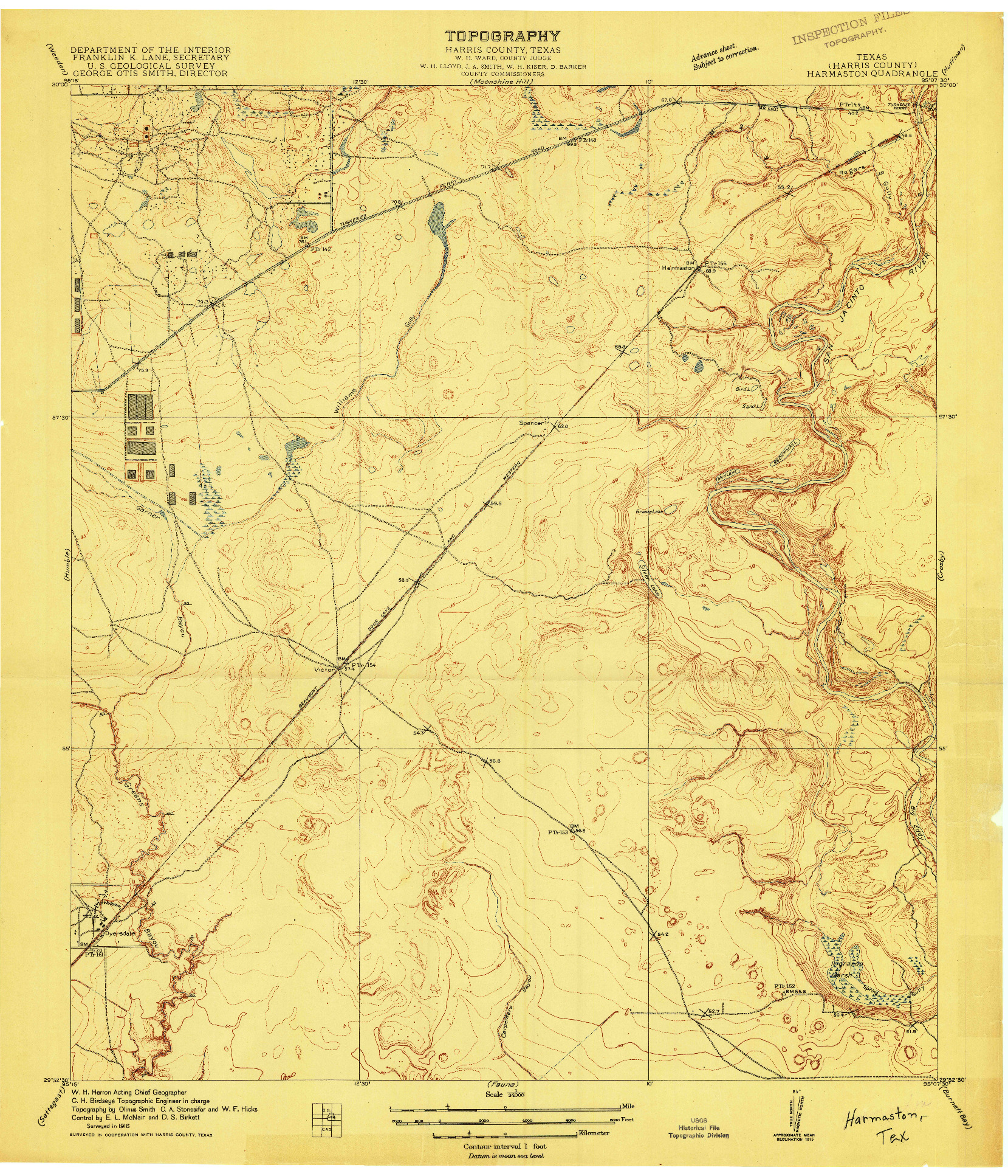 USGS 1:24000-SCALE QUADRANGLE FOR HARMASTON, TX 1916