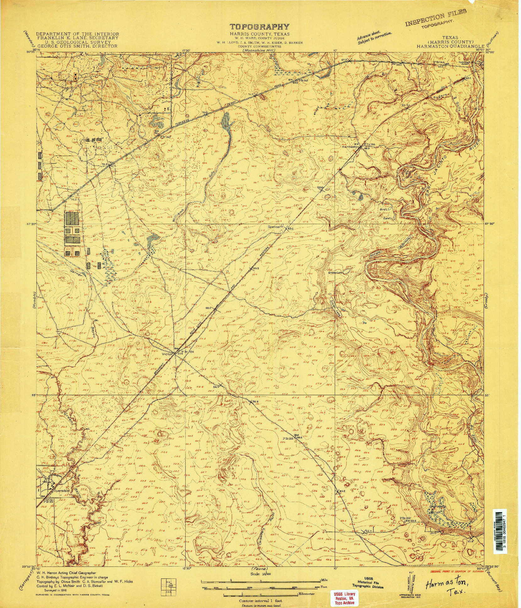 USGS 1:24000-SCALE QUADRANGLE FOR HARMASTON, TX 1916