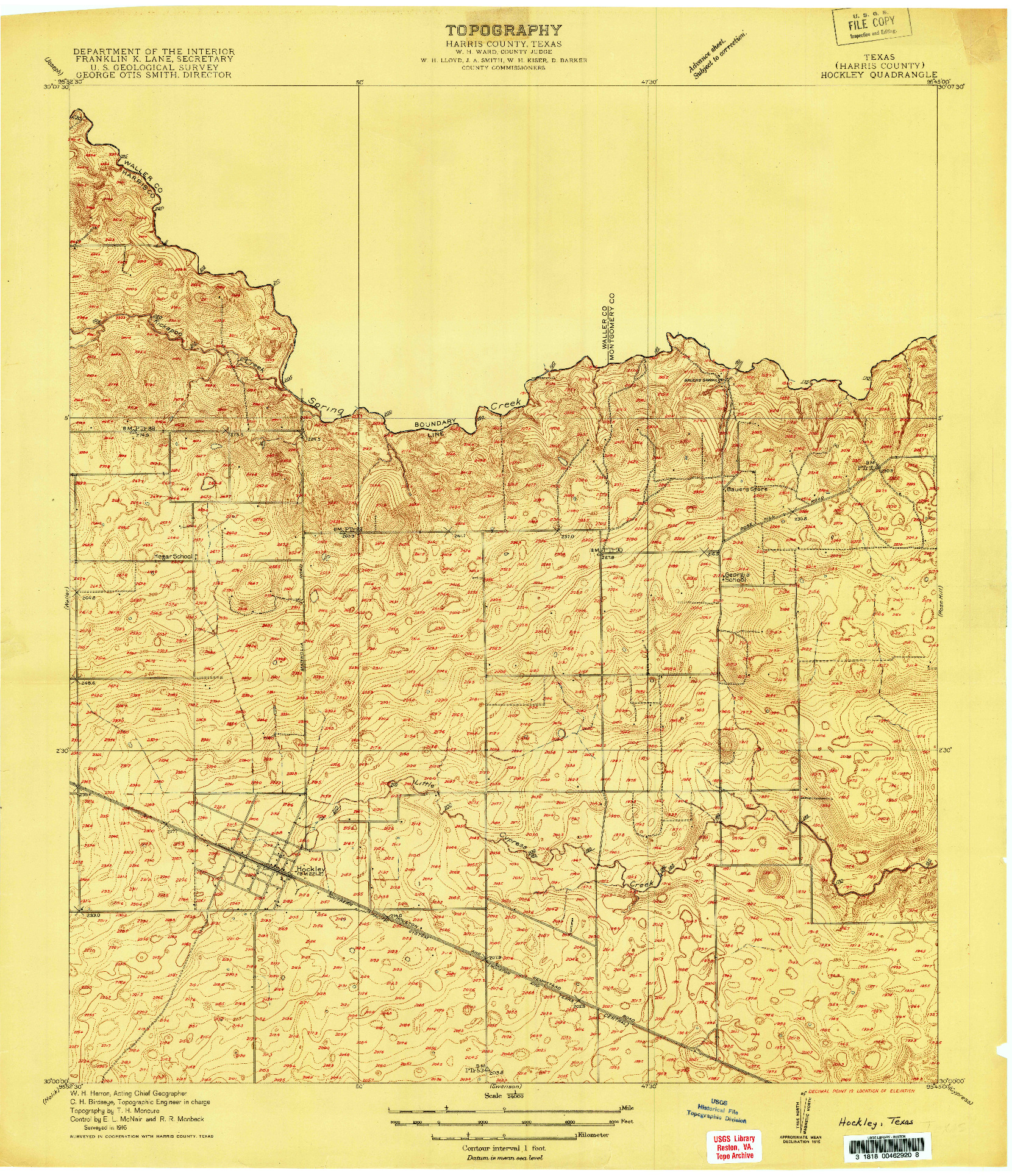 USGS 1:24000-SCALE QUADRANGLE FOR HOCKLEY, TX 1916