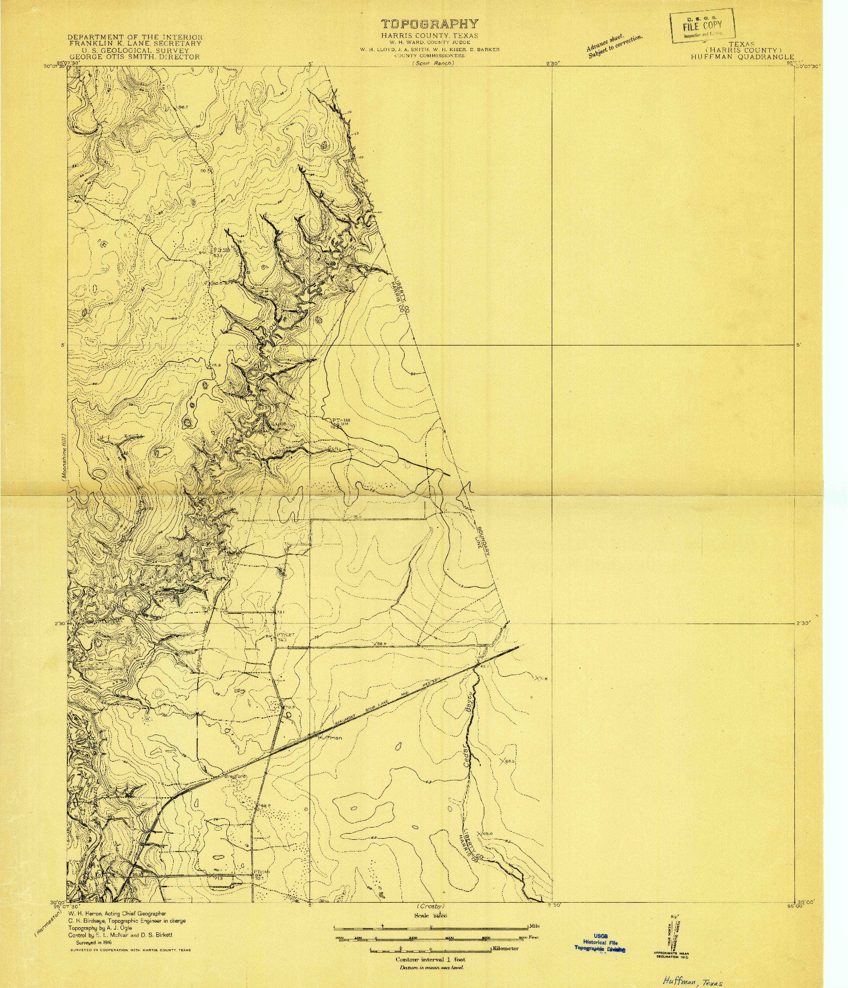 USGS 1:24000-SCALE QUADRANGLE FOR HUFFMAN, TX 1916