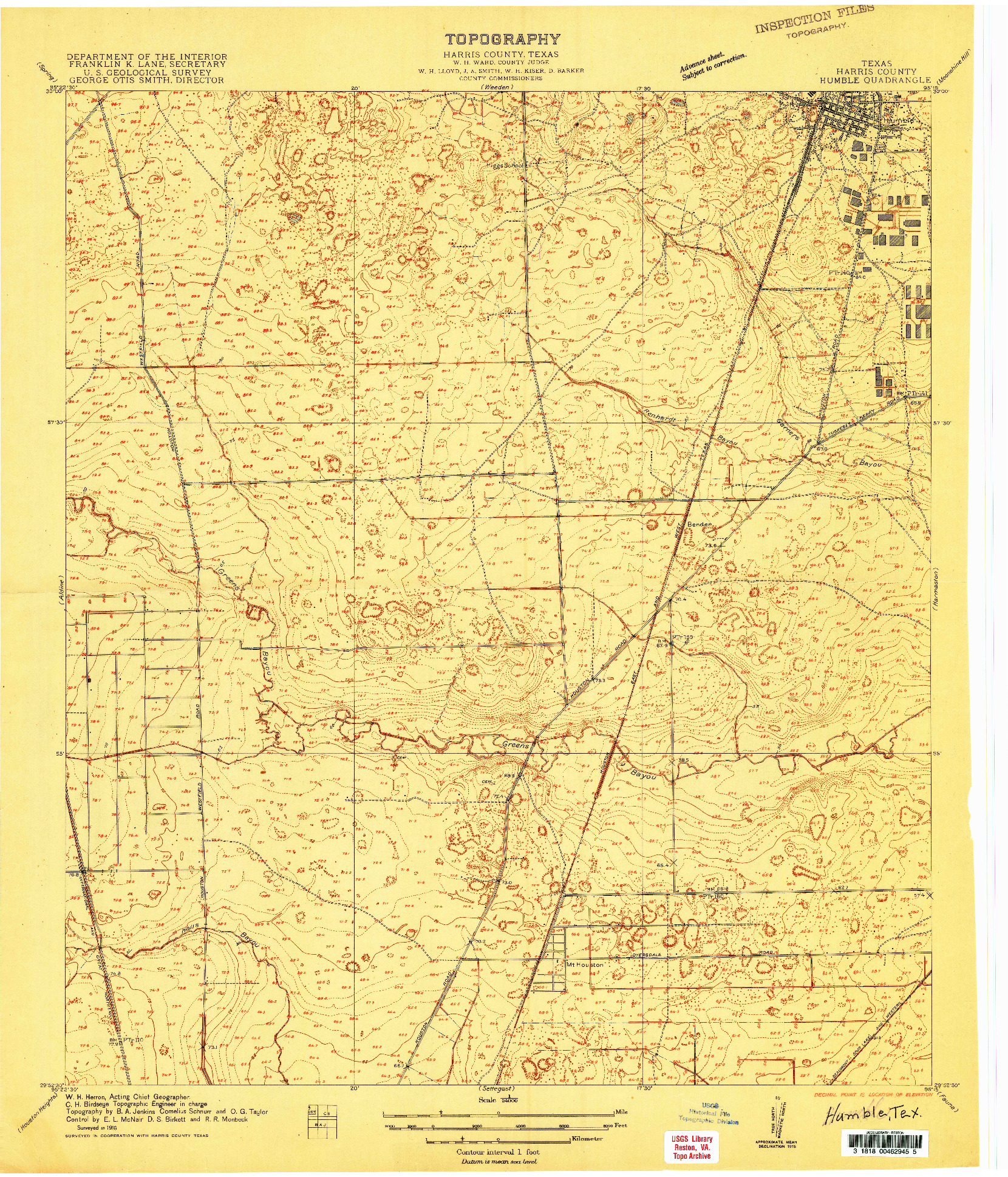 USGS 1:24000-SCALE QUADRANGLE FOR HUMBLE, TX 1916