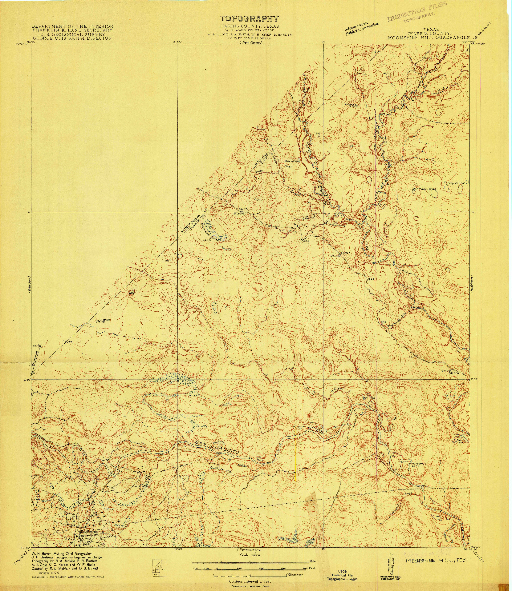USGS 1:24000-SCALE QUADRANGLE FOR MOONSHINE HILL, TX 1916