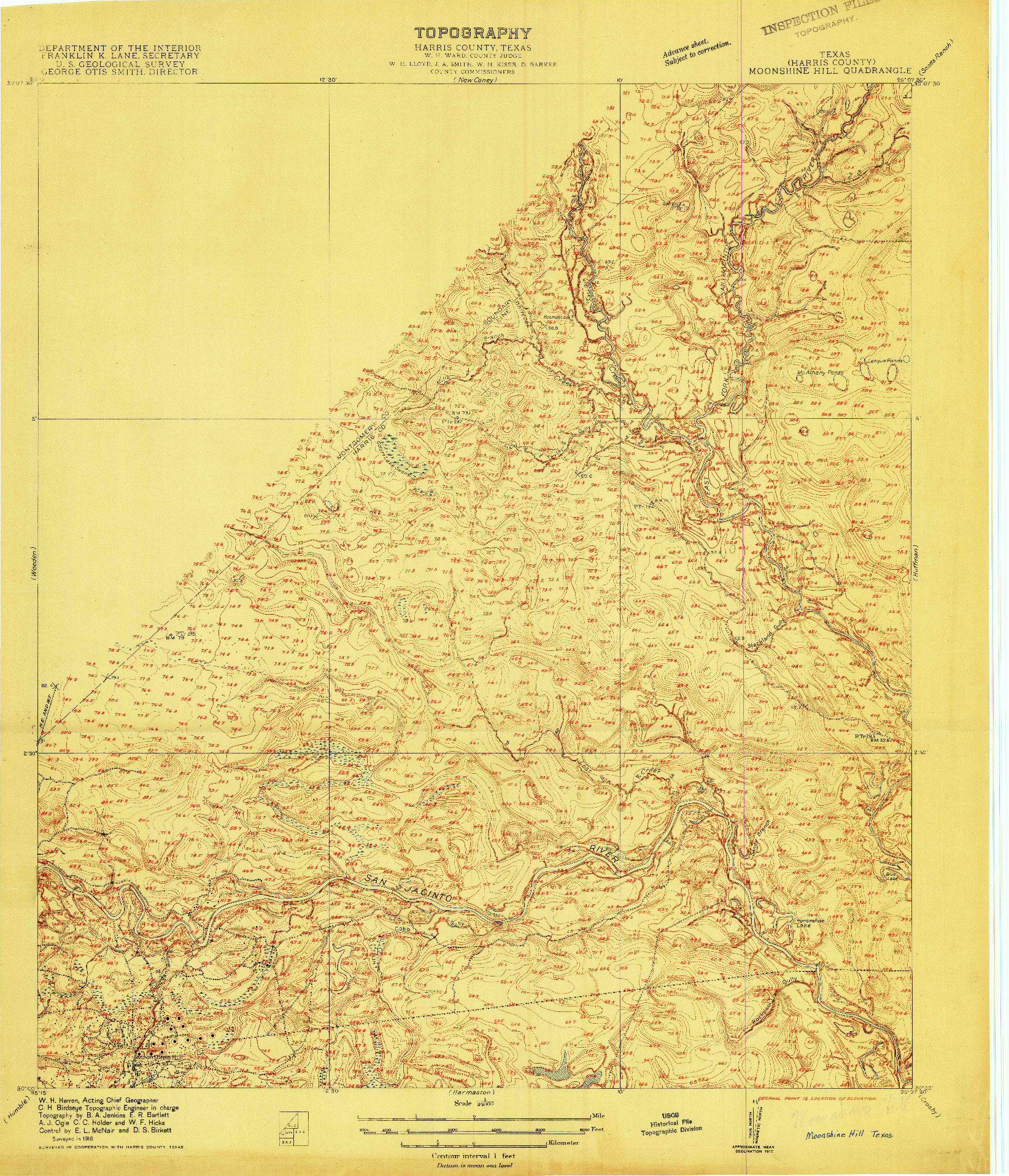 USGS 1:24000-SCALE QUADRANGLE FOR MOONSHINE HILL, TX 1916