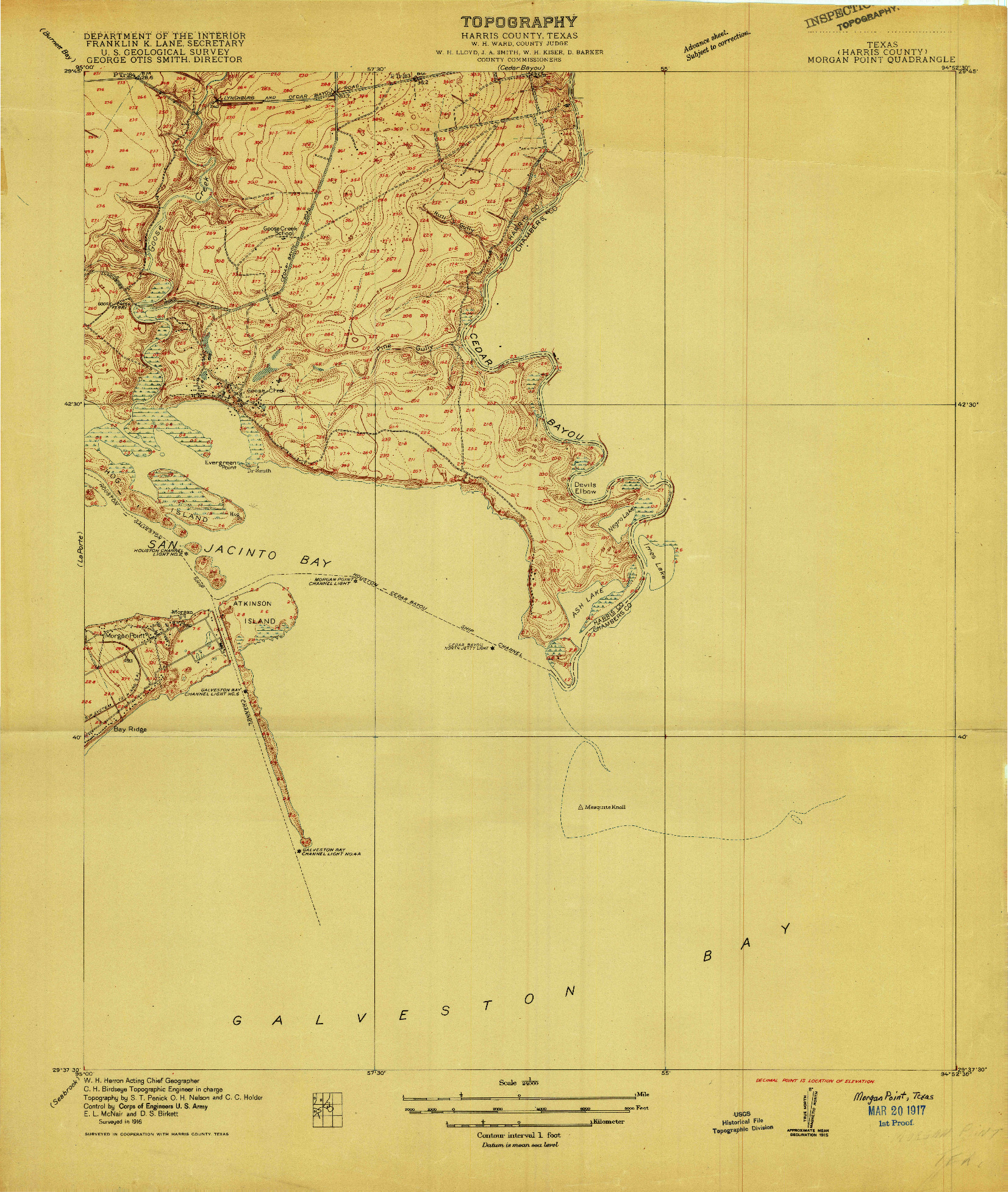 USGS 1:24000-SCALE QUADRANGLE FOR MORGAN POINT, TX 1916