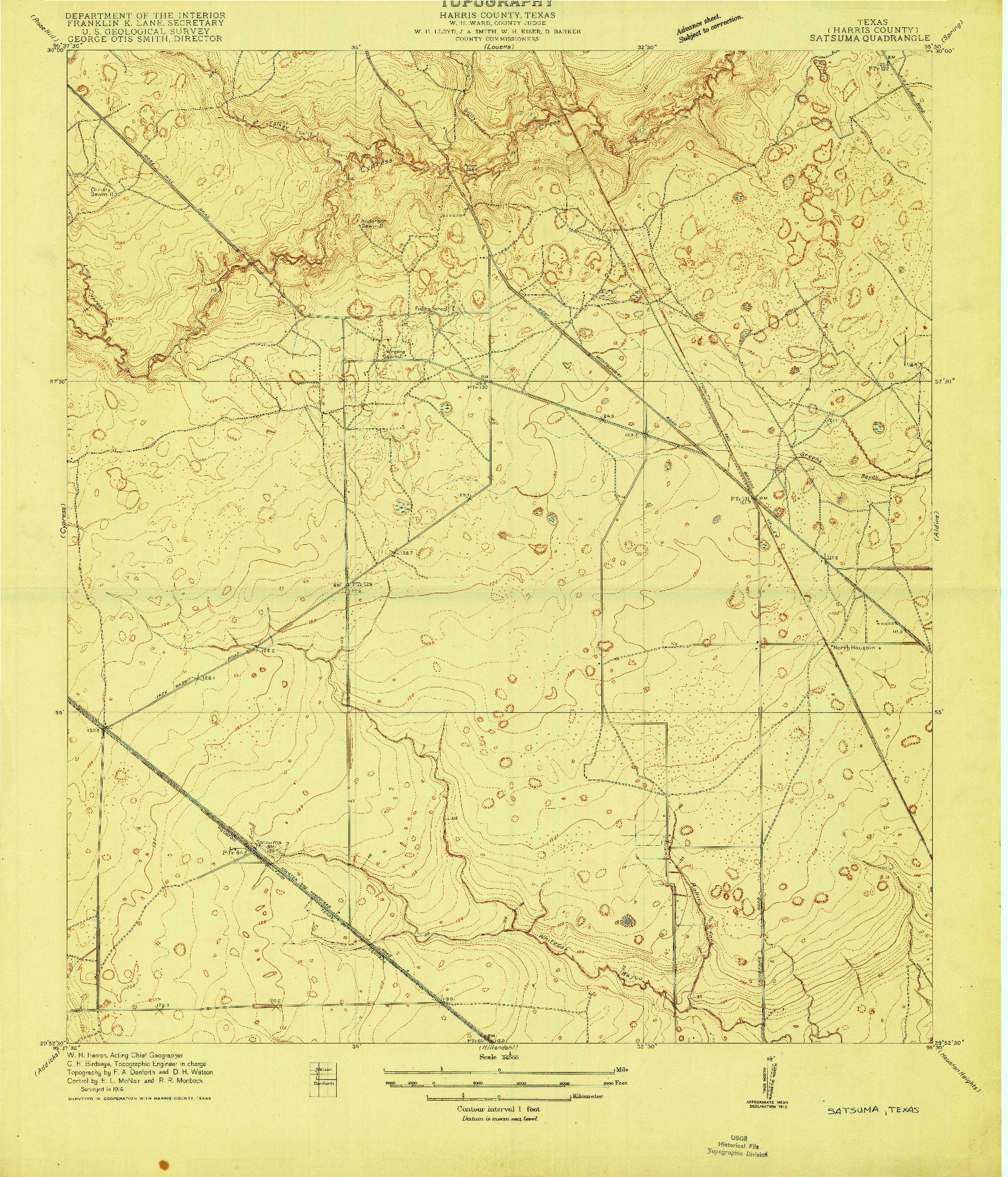 USGS 1:24000-SCALE QUADRANGLE FOR SATSUMA, TX 1916