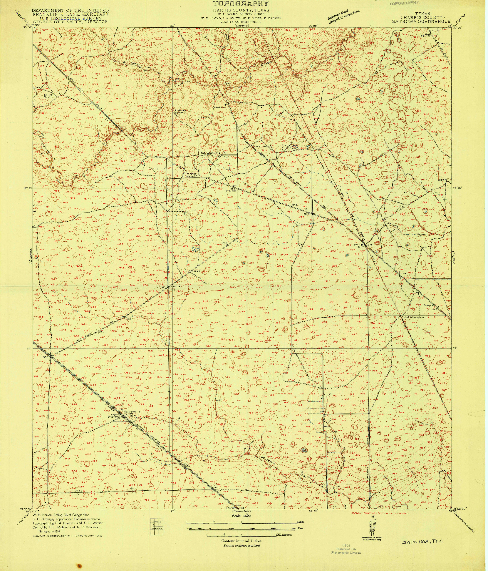 USGS 1:24000-SCALE QUADRANGLE FOR SATSUMA, TX 1916