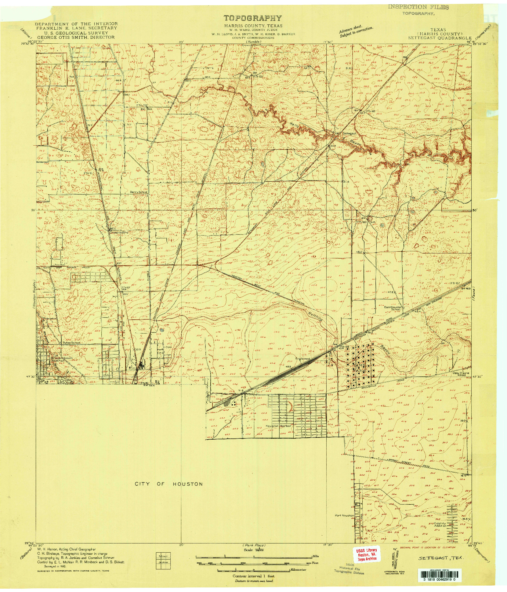 USGS 1:24000-SCALE QUADRANGLE FOR SETTEGAST, TX 1916