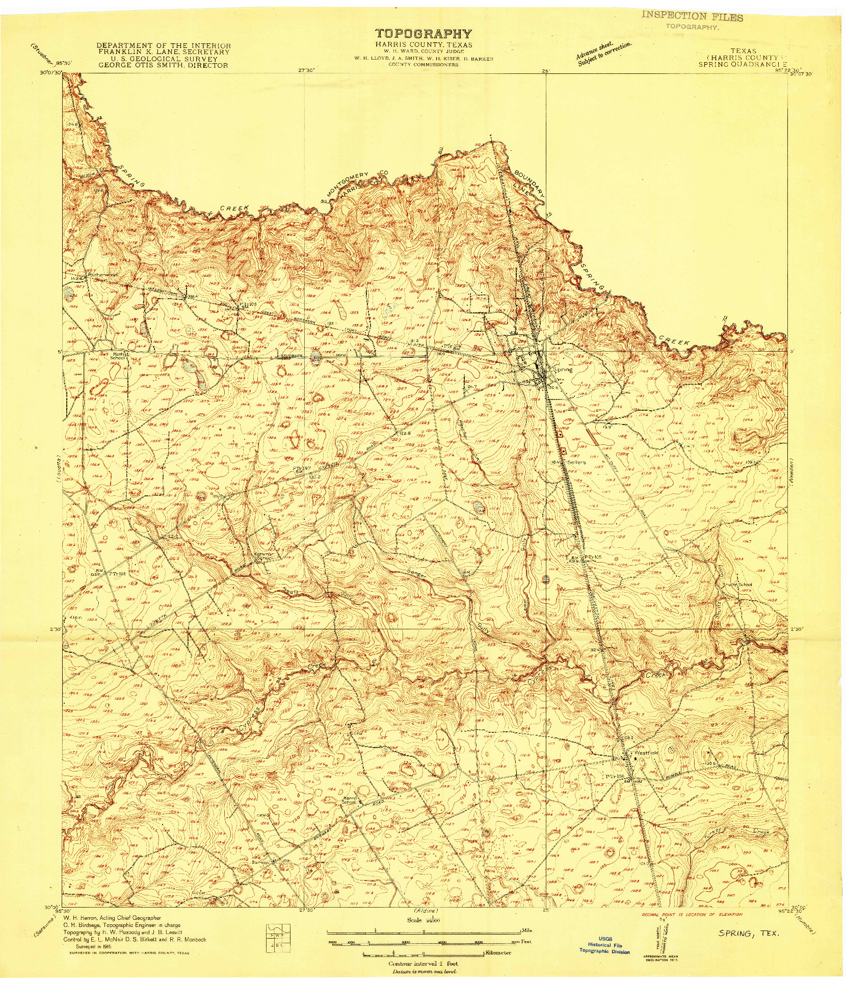 USGS 1:24000-SCALE QUADRANGLE FOR SPRING, TX 1916