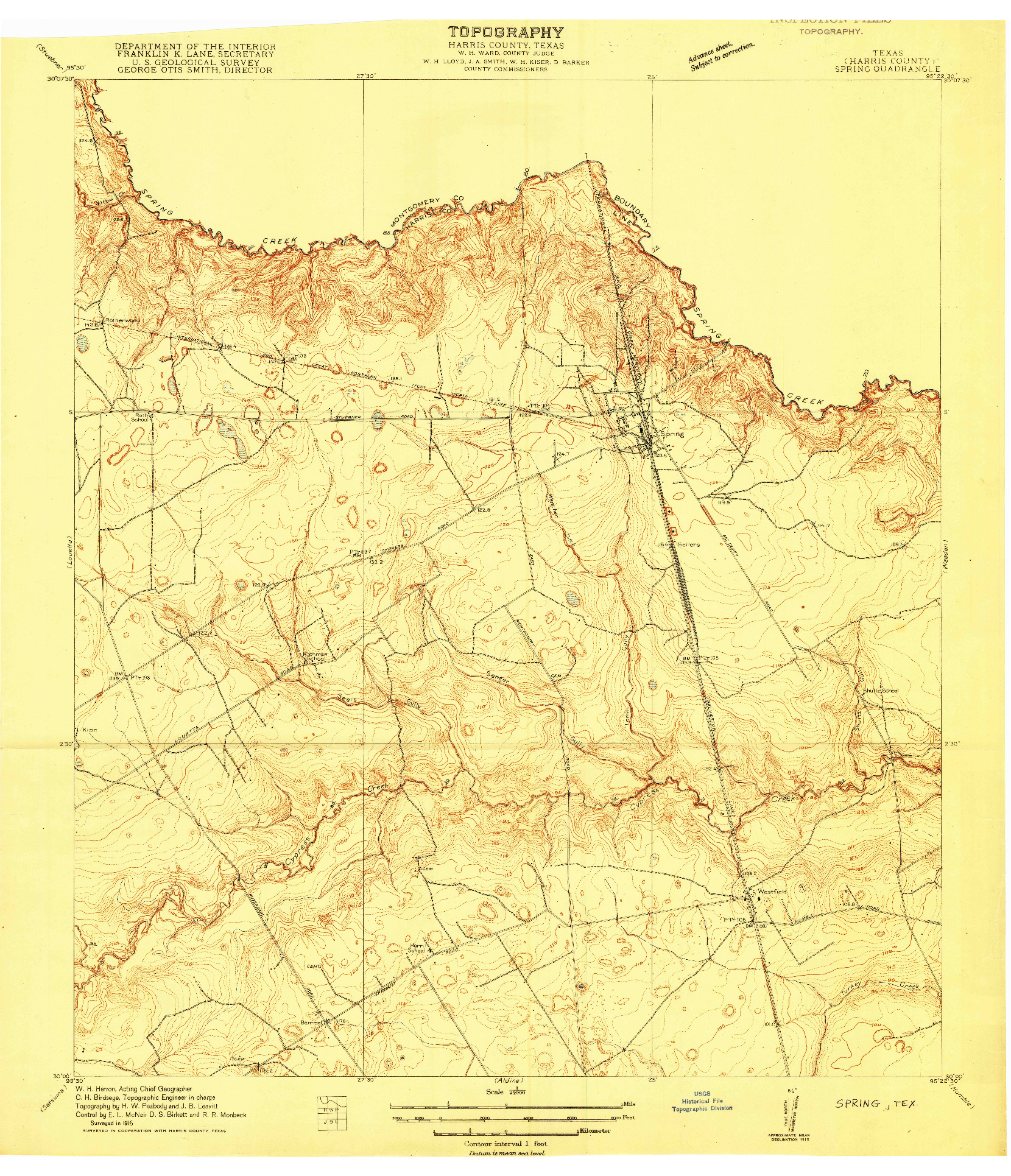 USGS 1:24000-SCALE QUADRANGLE FOR SPRING, TX 1916