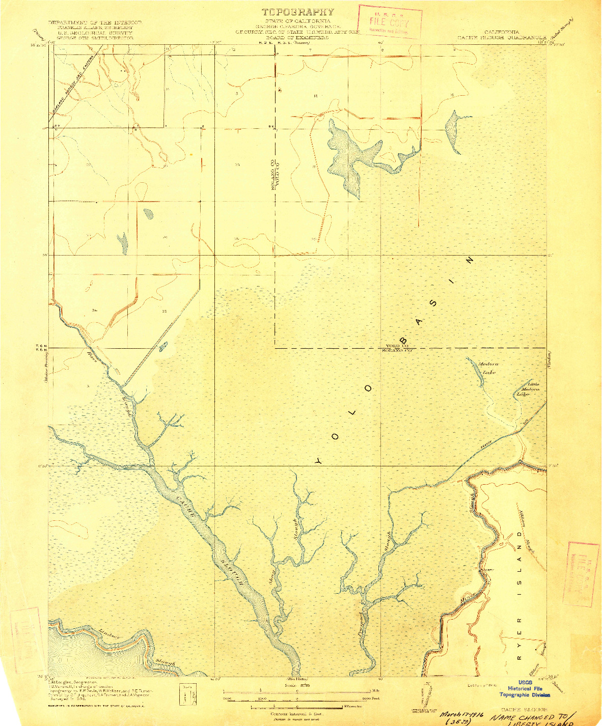 USGS 1:31680-SCALE QUADRANGLE FOR CACHE SLOUGH, CA 1916