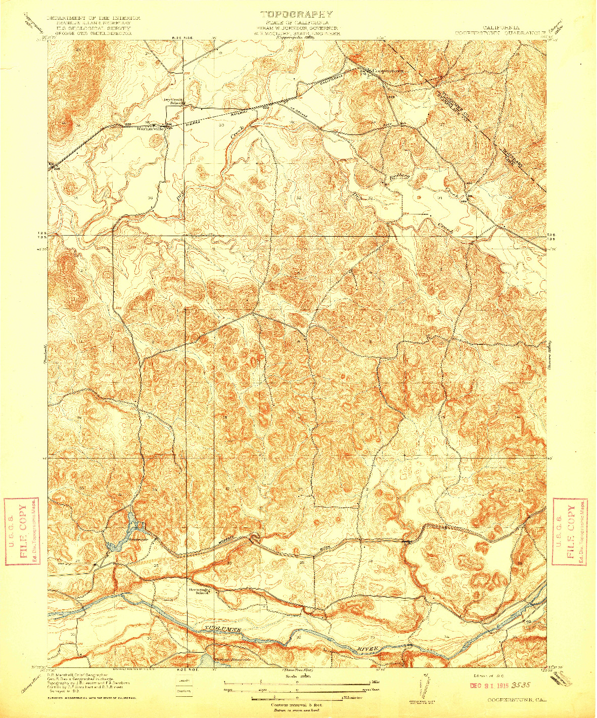 USGS 1:31680-SCALE QUADRANGLE FOR COOPERSTOWN, CA 1916