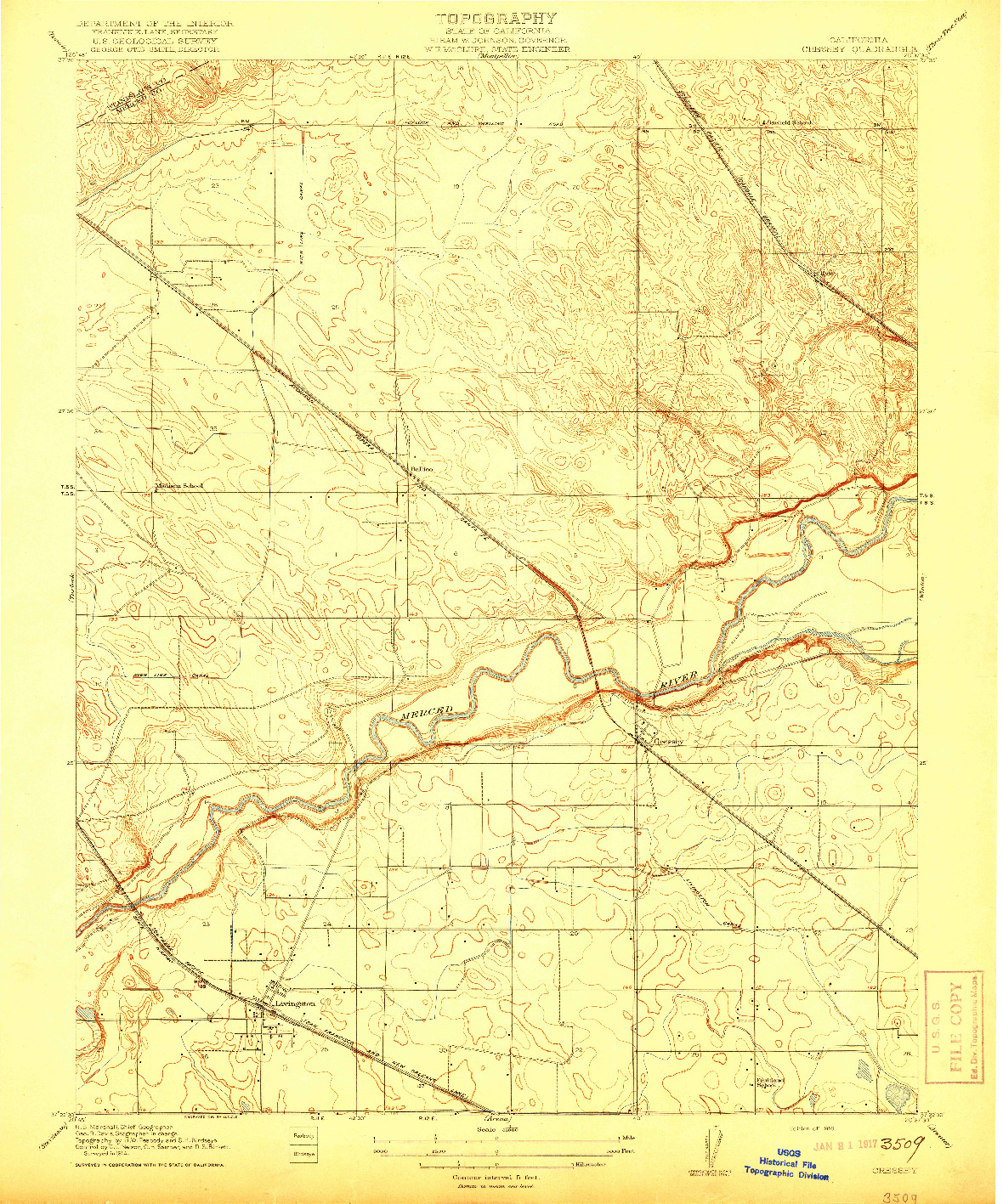 USGS 1:31680-SCALE QUADRANGLE FOR CRESSEY, CA 1916