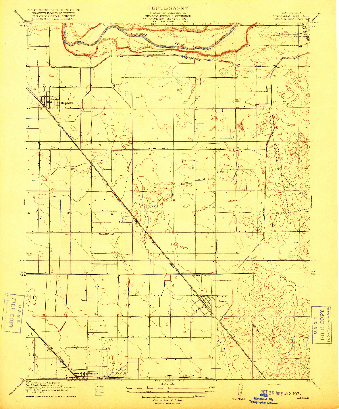 USGS 1:31680-SCALE QUADRANGLE FOR DENAIR, CA 1916