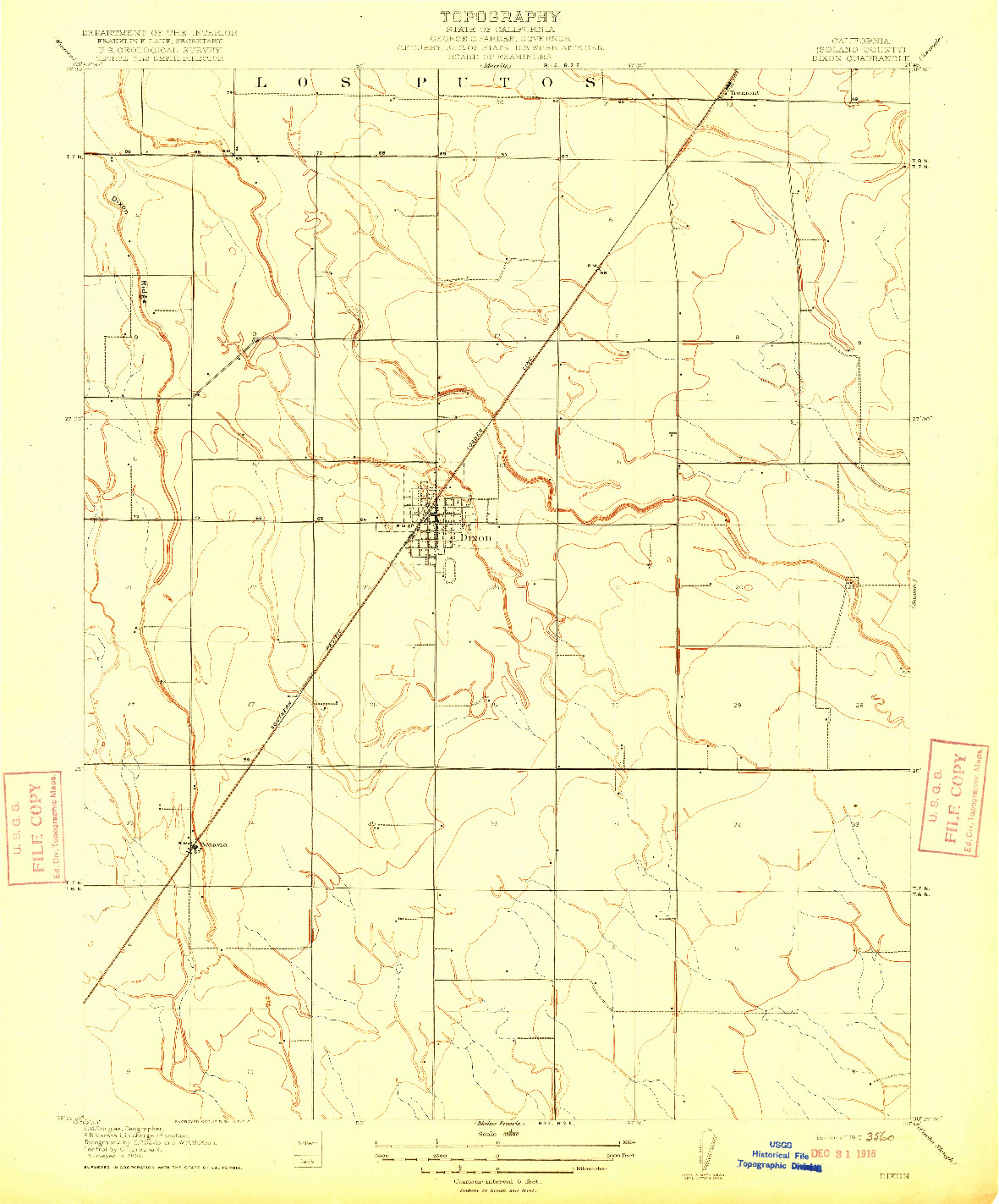 USGS 1:31680-SCALE QUADRANGLE FOR DIXON, CA 1916