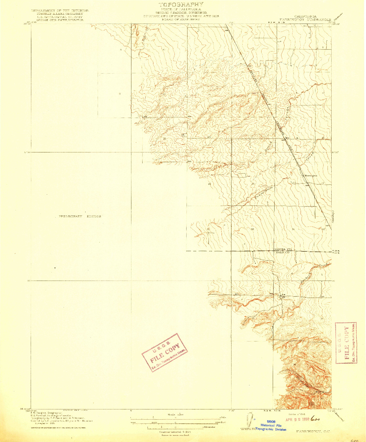 USGS 1:31680-SCALE QUADRANGLE FOR HARRINGTON, CA 1916