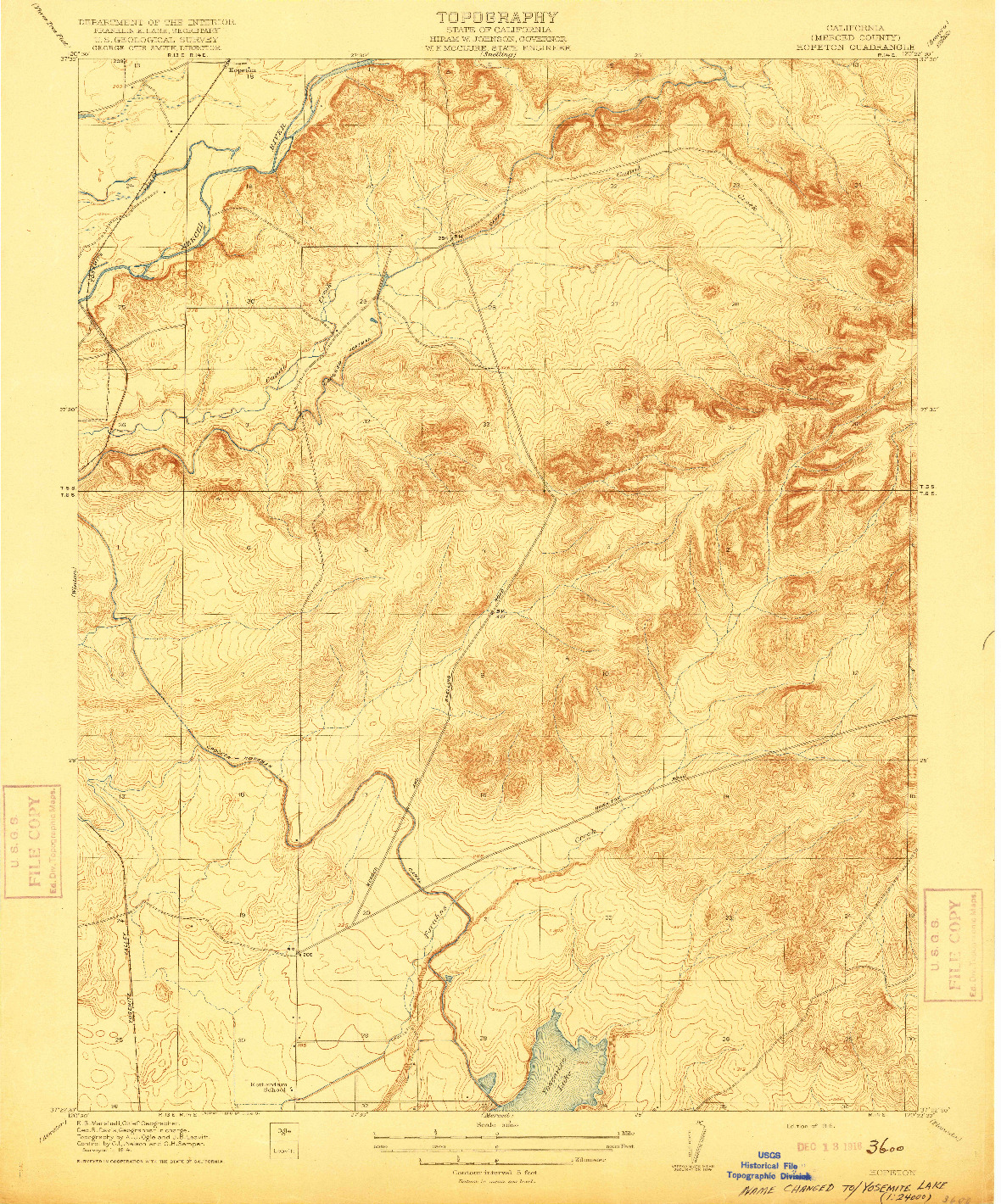 USGS 1:31680-SCALE QUADRANGLE FOR HOPETON, CA 1916